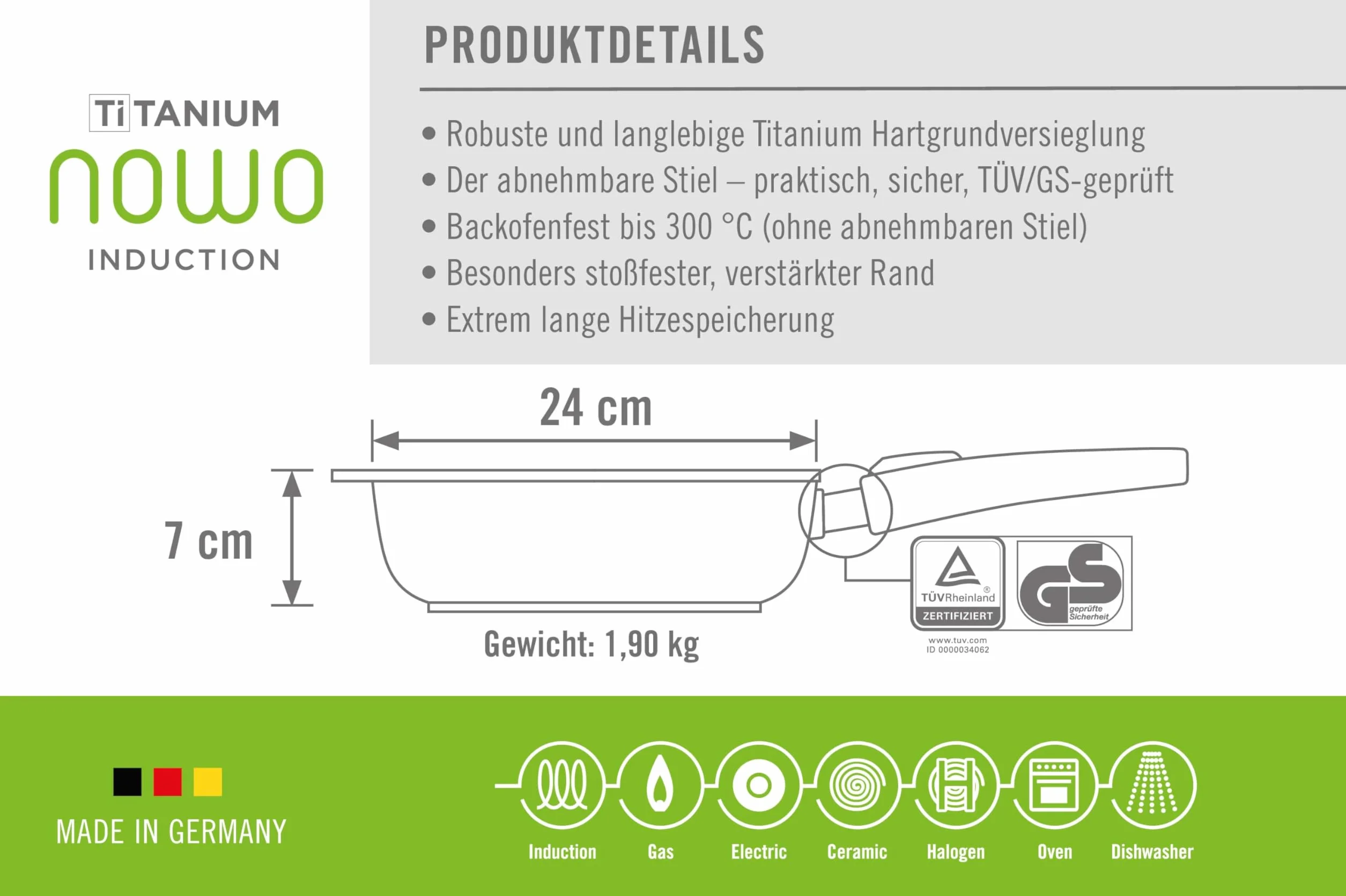 Woll Linia indukcyjna patelnia aluminiowa nieprzywierająca 24 cm 2,5 l