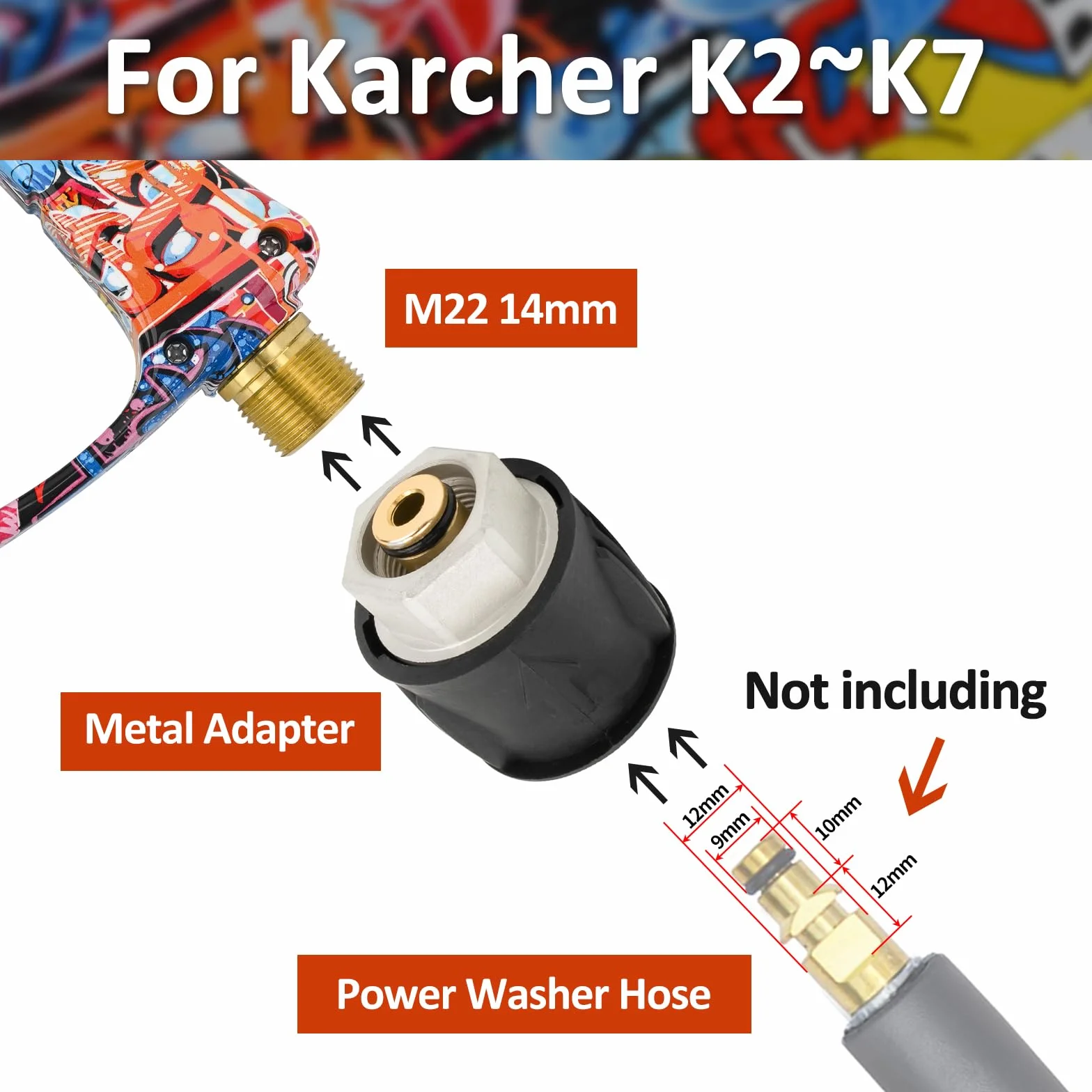 BEAR FORCE Pistolet natryskowy do myjki wysokociśnieniowej M22 – ID14 mm i 1/10.2 cm szybkozłączka do myjki ciśnieniowej Karcher K1 K2 K3 K4 K5 K6 K7 myjka ciśnieniowa, do mycia samochodu