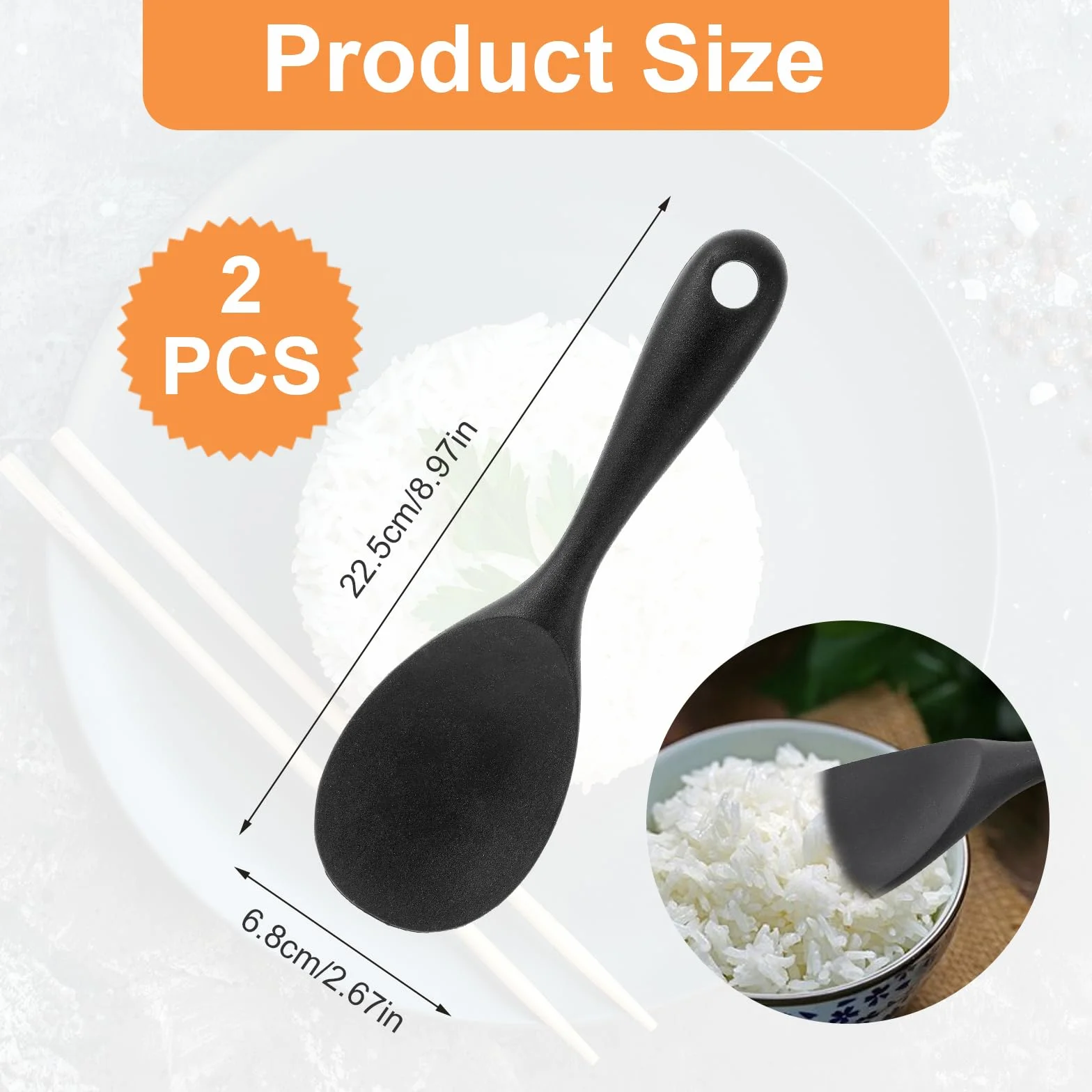 Silikonowe łyżki do ryżu Yuanchu 2 sztuki 22,5 cm nieprzywierające zestaw