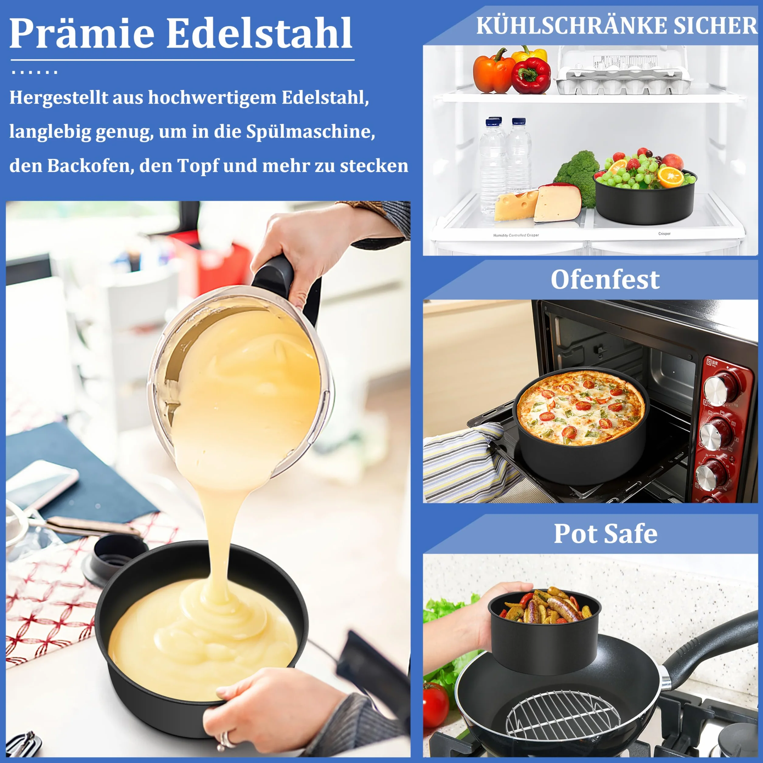 Homikit Zestaw okrągłych foremek do pieczenia ze stali nierdzewnej 16 cm 2 sztuki powłoka nieprzywierająca