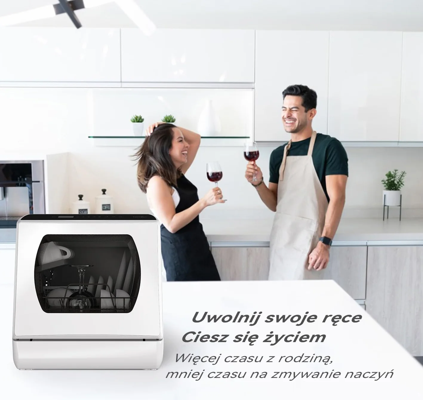 Mini zmywarka stołowa 43 cm 4 sztućce 175 kWh/rok biały