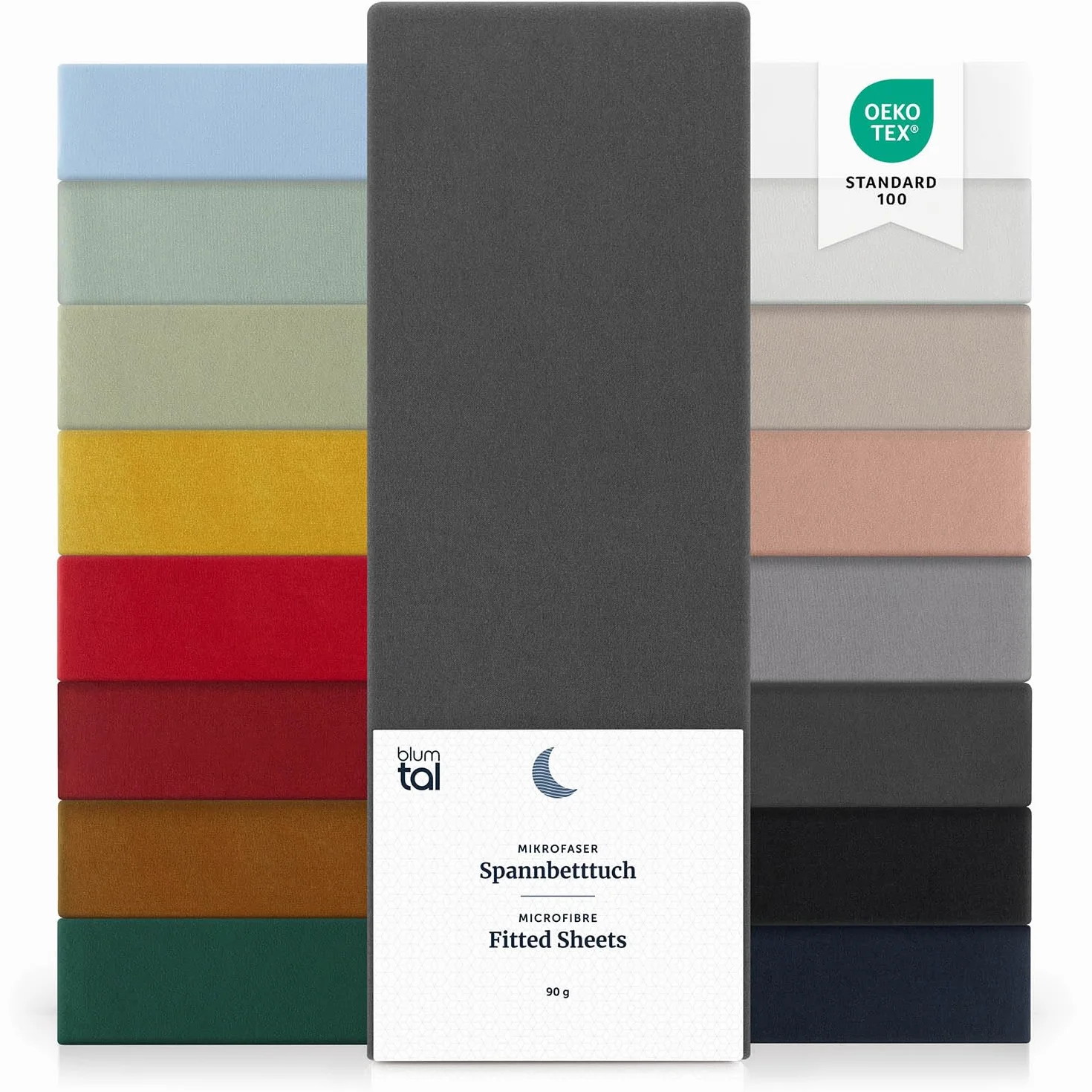 Blumtal® Prześcieradło z gumką 140x200 cm - Prześcieradło z mikrofibry 140x200 cm - Certyfikat Oeko-Tex - Antracyt