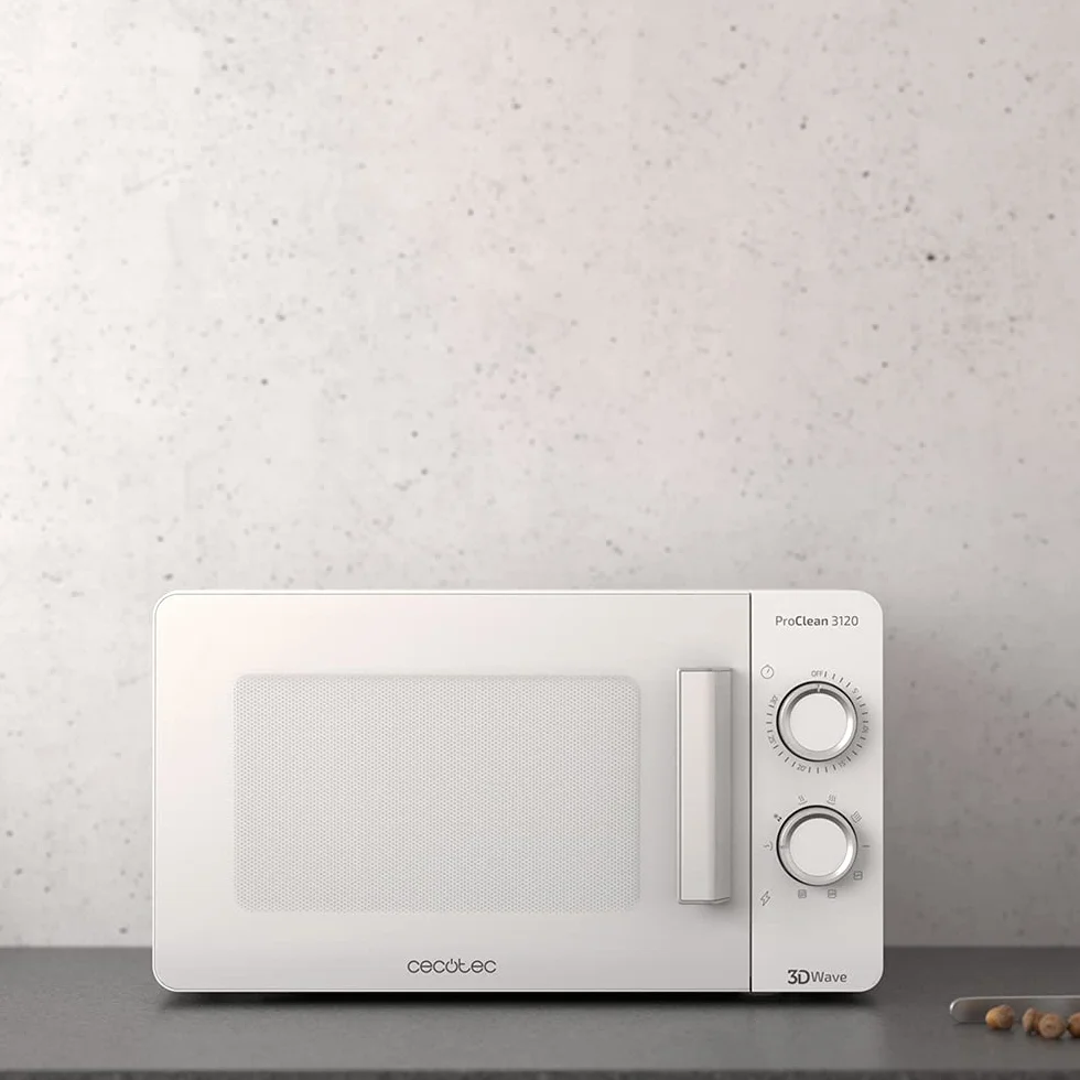 Cecotec ProClean 3020 biała kuchenka mikrofalowa z powłoką Ready2Clean, technologia 3DWave, wejście 1150 W, wyjście 700 W, 20 l, 6 trybów.