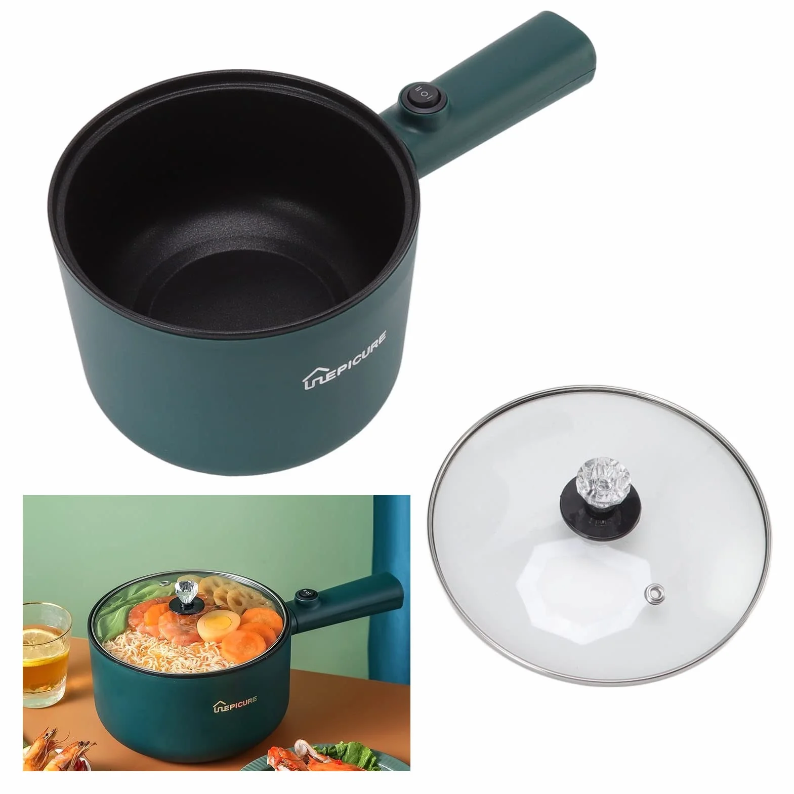 Elektryczny Garnek do Gotowania 1.8L Nonstick Food Grade 2 Tryb Temperatury 6 Funkcji DłUgi Uchwyt Kuchenka Elektryczna do Gotowania w Domu