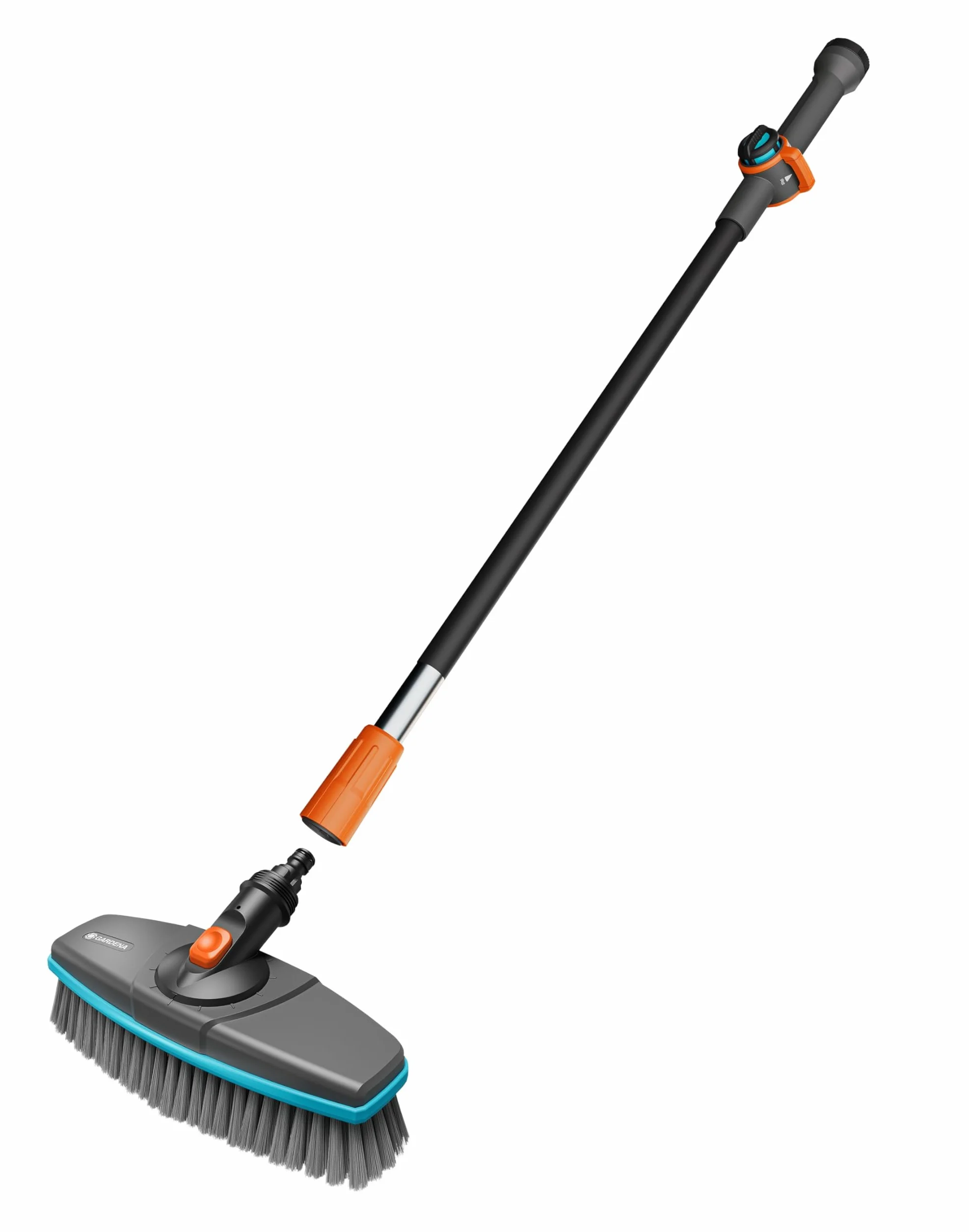 Gardena Zestaw do mycia Cleansystem z trzonkiem S 90 cm i szczotką do soft: praktyczny zestaw do mycia, do czyszczenia na mokro wrażliwych powierzchni, tabletki czyszczące (18826-20)