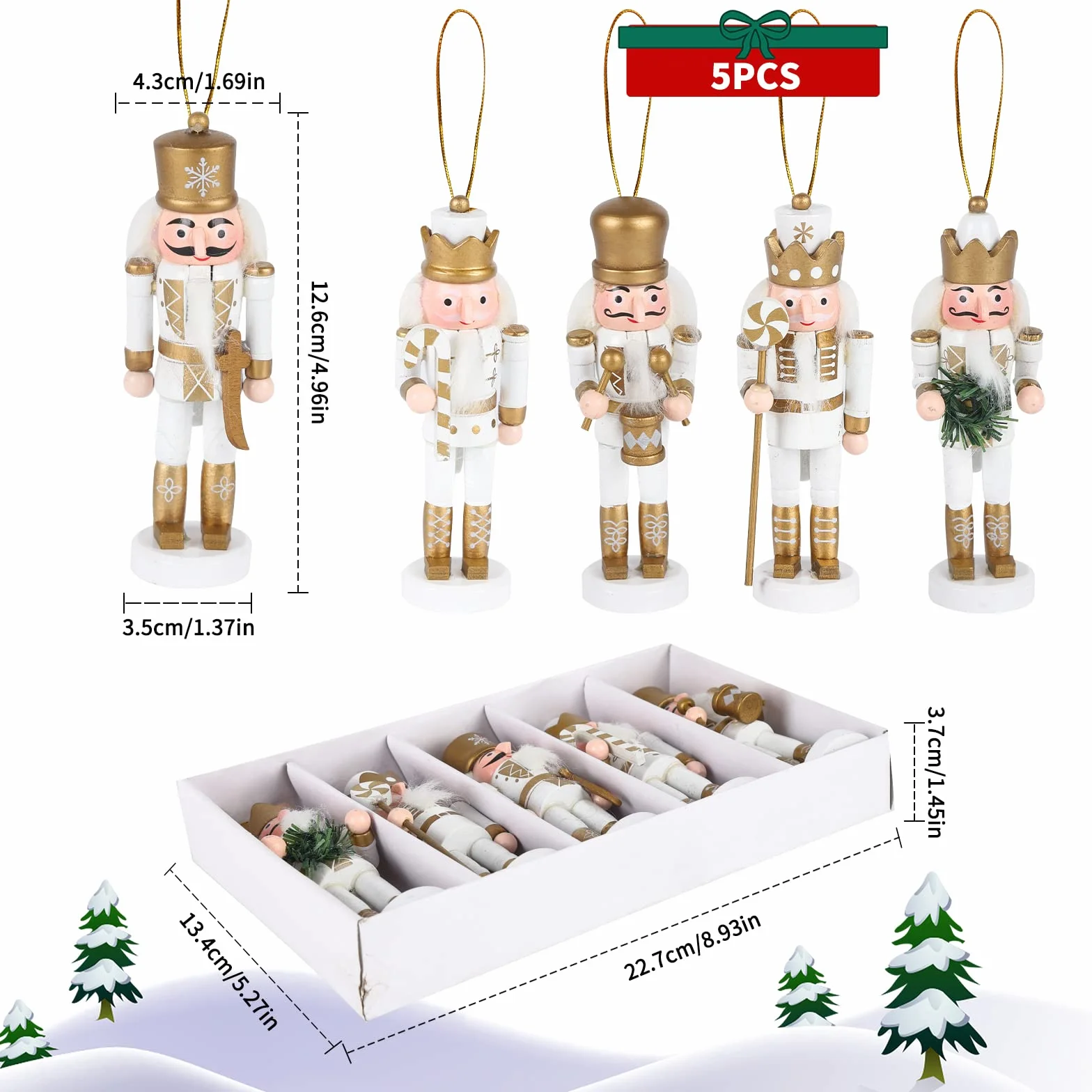 Ozdoby do orzechów, dziadek do orzechów, dekoracje świąteczne, figurki dziadka do orzechów, drewniany dziadek do orzechów, wiszące dekoracje na choinkę, figurka żołnierza na półki i stoły, złote