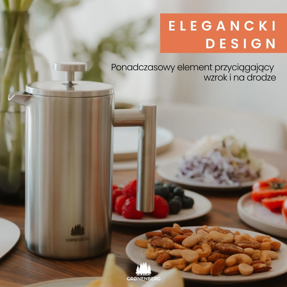 Groenenberg French Press I Wysokiej jakości francuska prasa z funkcją utrzymywania ciepła I Ekspres do kawy w różnych rozmiarach od 300 ml do 1 litra (1000 ml)