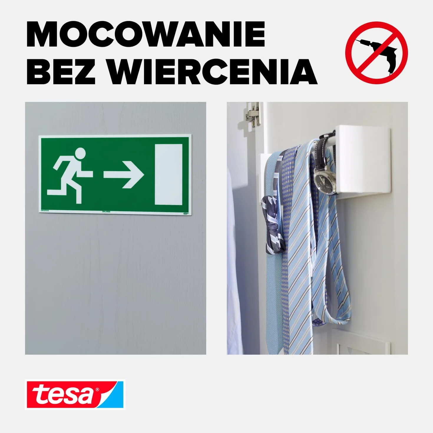 tesa Powerbond Dwustronna Taśma Montażowa, Uniwersalna Taśma Samoprzylepna do Wnętrz, Łatwa w Użyciu, Wymiary: 1,5 m x 19 mm, Biała