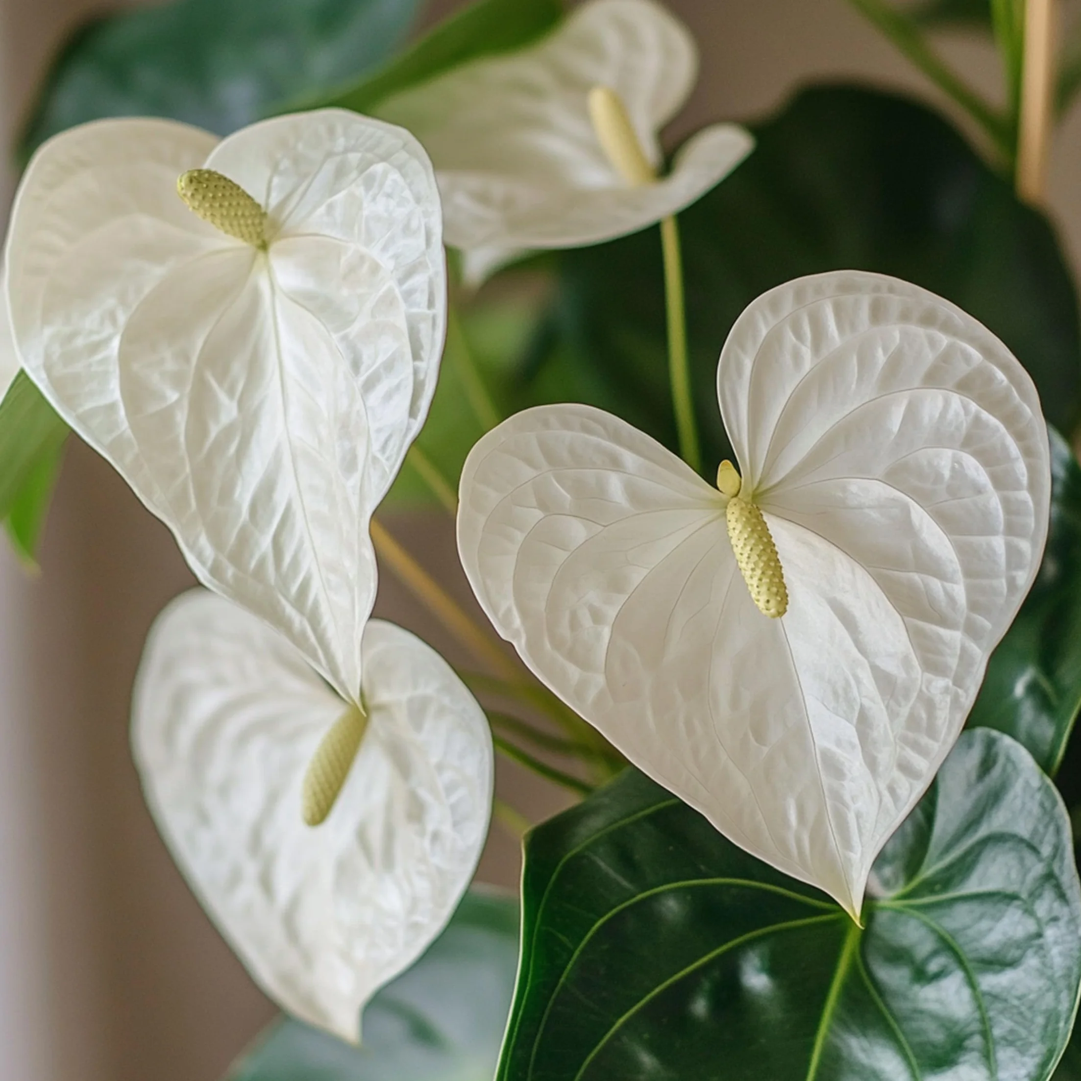 Plant in a Box - Biały anthurium - Zestaw 1 - Anthurium 'Alpine White' - Wysokość 40-55cm - ø 14cm - Roślina doniczkowa kwitnąca - Biały