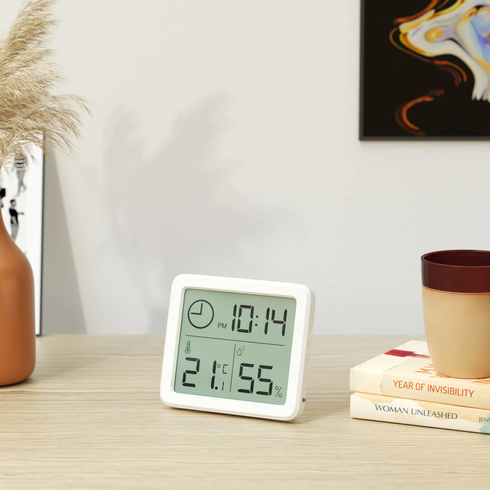 Gvolatee Higrometr wewnętrzny, mini cyfrowy termometr wewnętrzny, miernik wilgotności powietrza, higrometr cyfrowy z wysoką dokładnością, termohigrometr do salonu, pokoju dziecięcego, biura (biały)