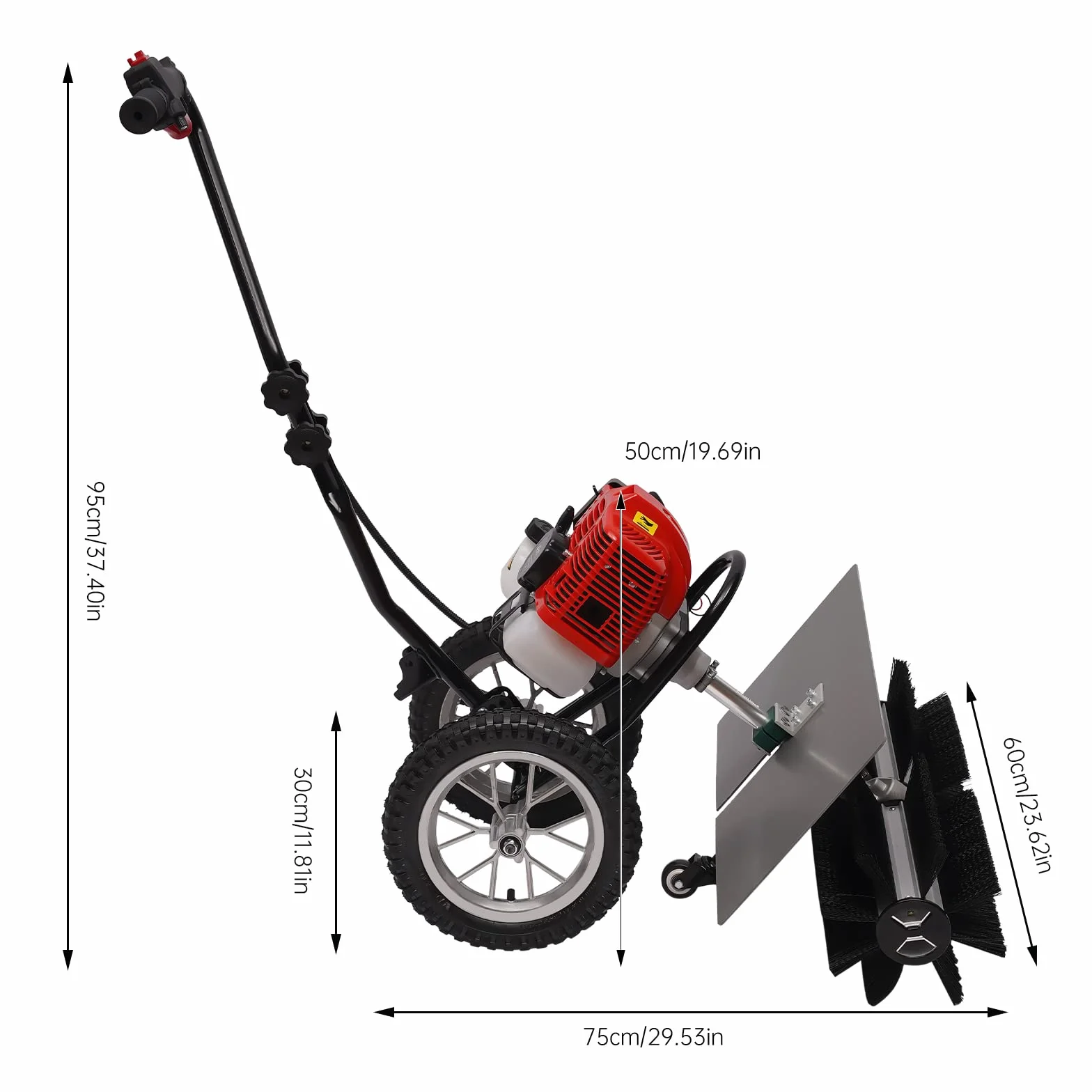 43 CC 2-suwowa zamiatarka 1,7 HP, spalinowa miotła silnikowa, do odśnieżania, szeroko stosowana w prywatnych gospodarstwach domowych, szkołach, do czyszczenia dróg, śniegu i trawników