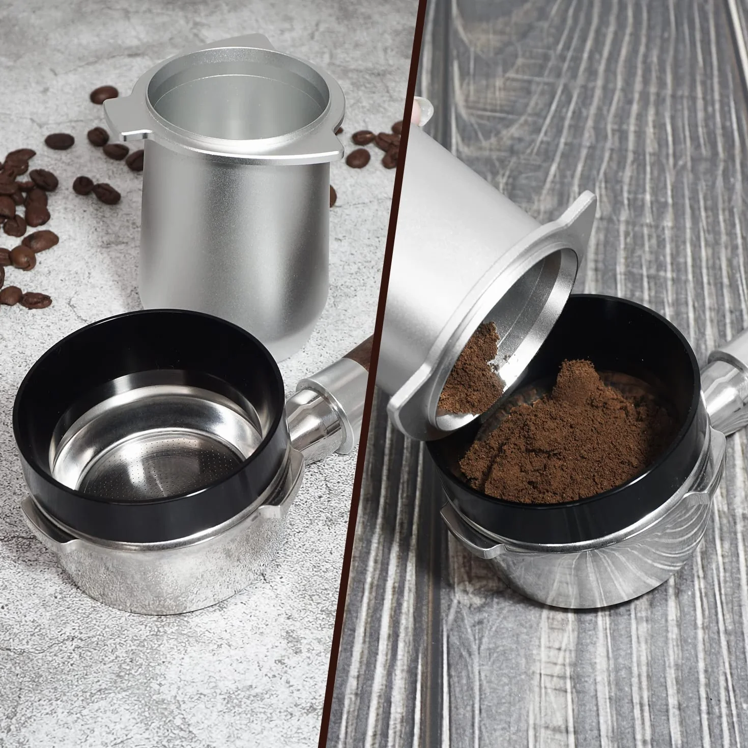 Pierścień dozujący 58 mm sitko do kawy lejek espresso czarny