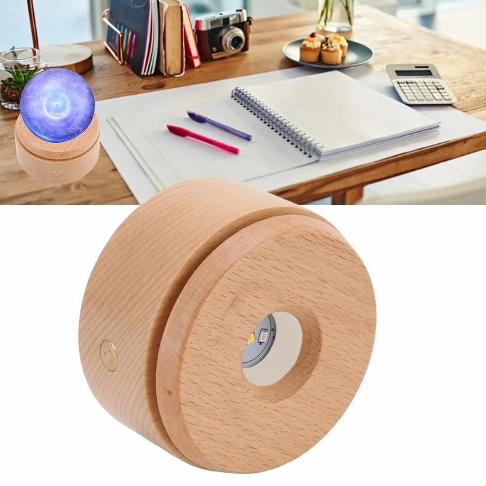 Drewniana Podstawa świetlna Led Obrotowa Wielomodowa ściemnianie Dotykowe Kolorowa Podstawa Lampy USB Kryształowa Podstawa Grafiki 3D Art Stojak Wystawowy LED
