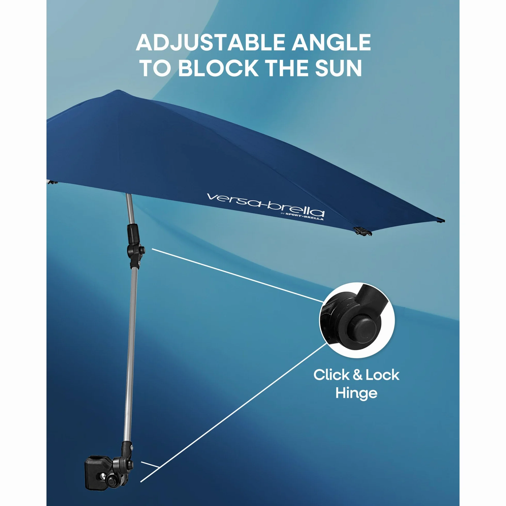 Sport-Brella Versa-Brella SPF 50+ regulowany parasol z uniwersalnym zaciskiem, Versa Navy