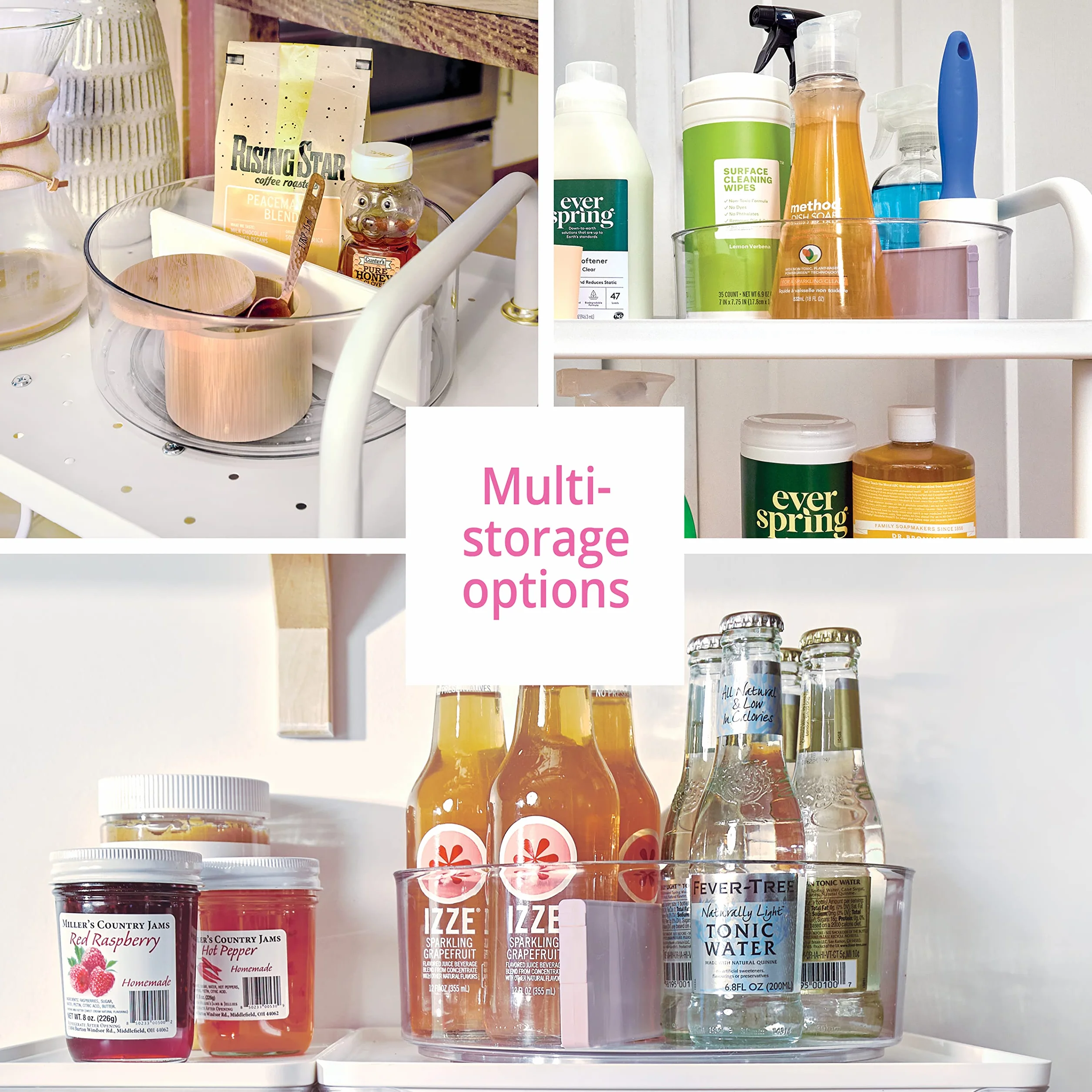 iDesign Lazy Susan obrotowy organizer kuchenny ze zdejmowaną przegrodą przezroczysty biały