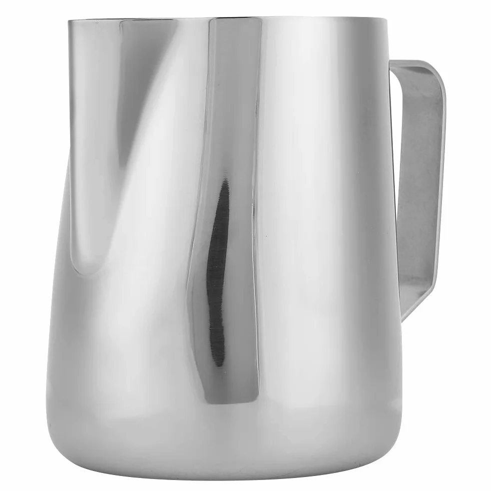Kubek do spieniania kawy, srebrny MAGT ze stali nierdzewnej, trwały dzbanek do spieniania kawy, do użytku domowego, biura, sklepu, 200 ml