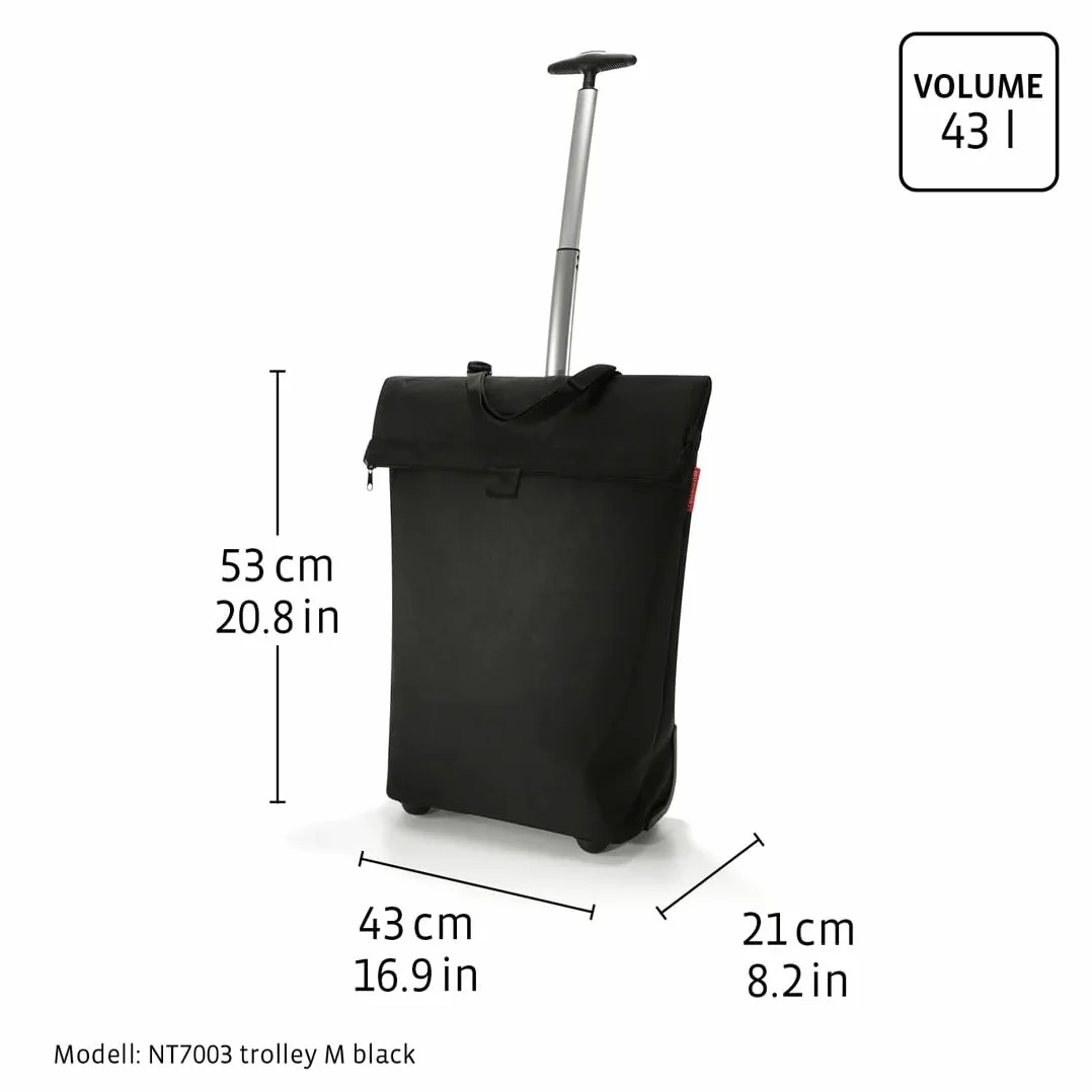reisenthel Wózek na zakupy M – przenośny wózek na zakupy ze stabilną aluminiową ramą – wykonany z wodoodpornego materiału, Szklane kropki, czarne, jeden rozmiar, wózek M frame glossy dots black