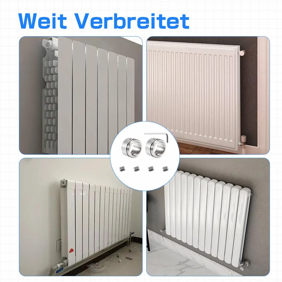 Adapter termostatu grzejnika do zaworów RA ze stali nierdzewnej (2 sztuki) - w zestawie śruby i klucz imbusowy - kompatybilny z Danfoss RA (20-23 mm) na M30 x 1,5 do głowic termostatu