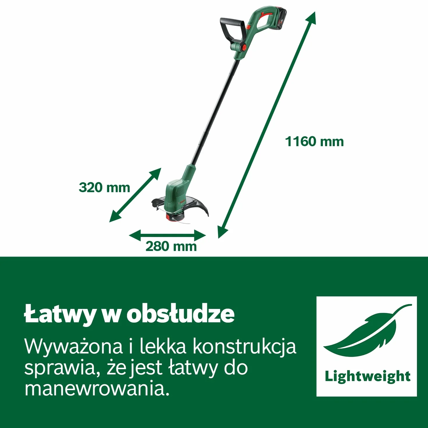 Bosch Easygrasscut Akumulatorowa Podkaszarka do Trawy, Zielony, 26 cm