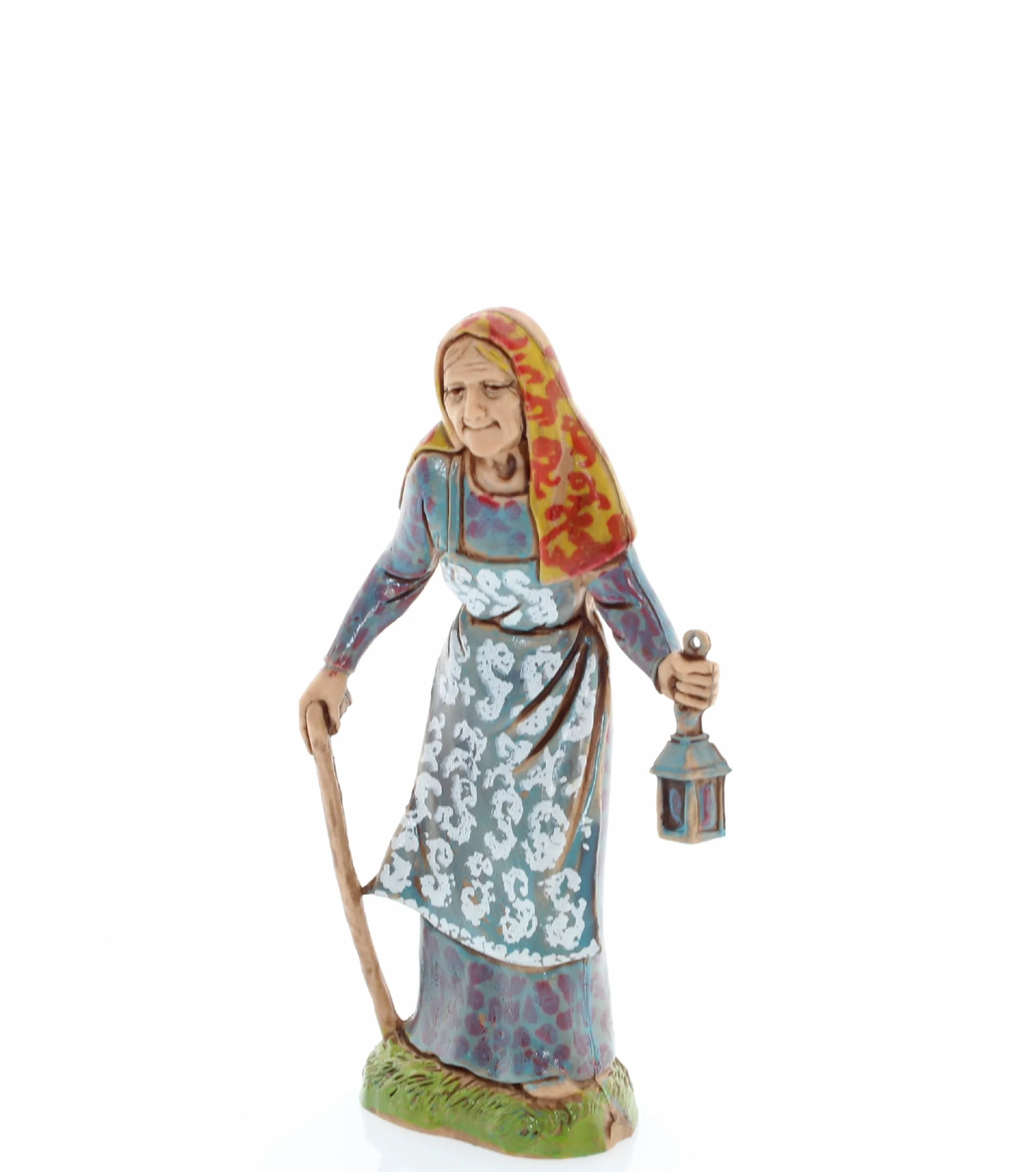 Moranduzzo Stara kobieta z latarnią do szopki 10 cm w skali 1:20 - Niezniszczalne figurki szopki - styl 700", ręcznie wykończony obraz, oficjalny produkt, wyprodukowany we Włoszech, rzeźbiarz M. Landi