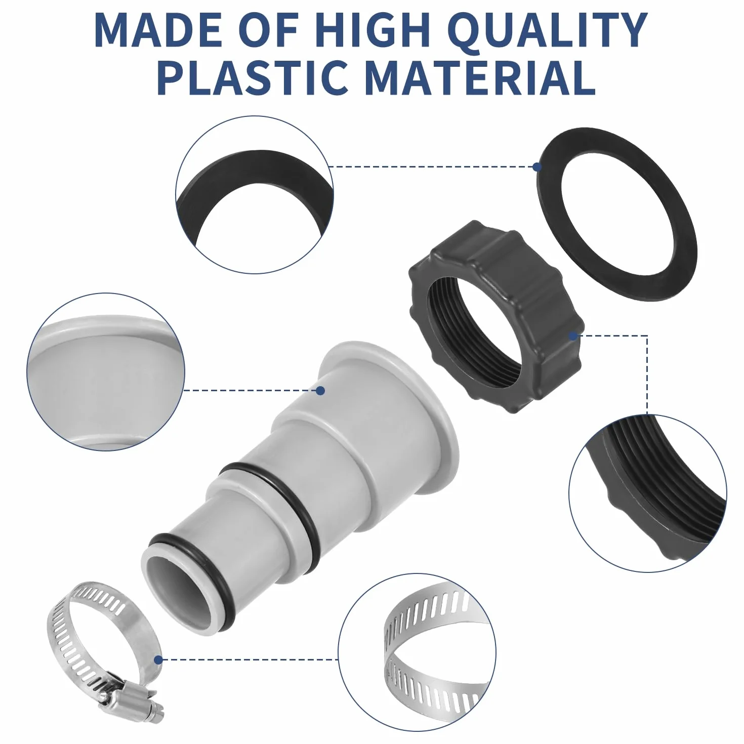 Adapter węża basenowego 4PCS, adapter do basenu Intex, zestaw adaptera węża basenowego, adapter węża do pompy, złącze do węża basenowego Ø 32 i 38 mm, adapter węża basenowego