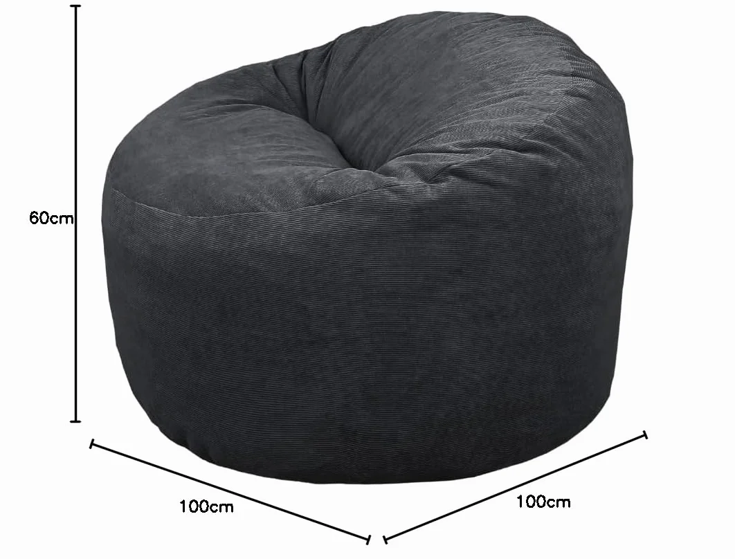 Giant Pear Beanbag 100cm Ultra wygodny sztruks wypełniony rozdrobnionymi fotelami z pianki Krzesło Sofa (niebieski)…