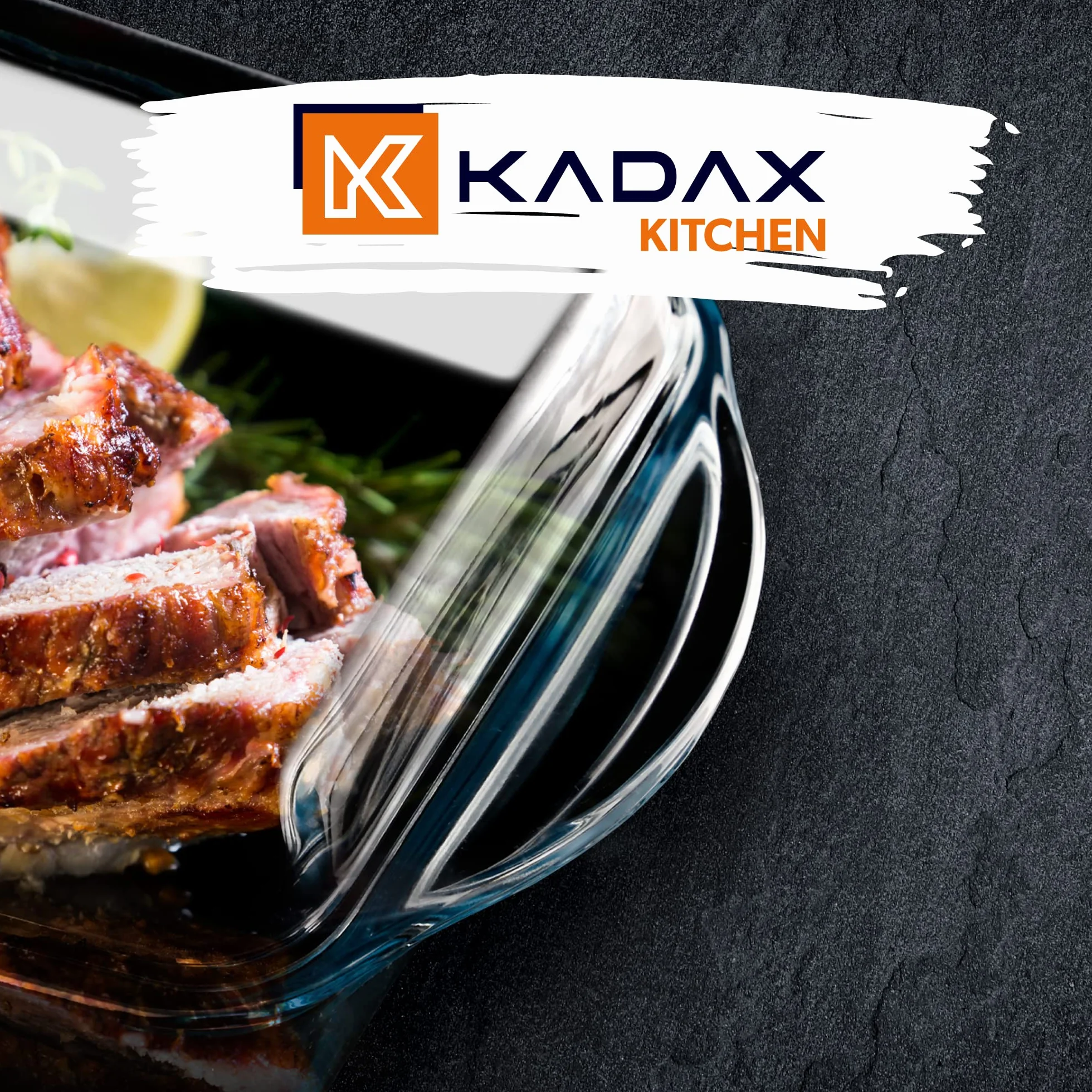 KADAX Prostokątne naczynie żaroodporne 3,95 l z pokrywą do lasagne, mięsa i zapiekanek