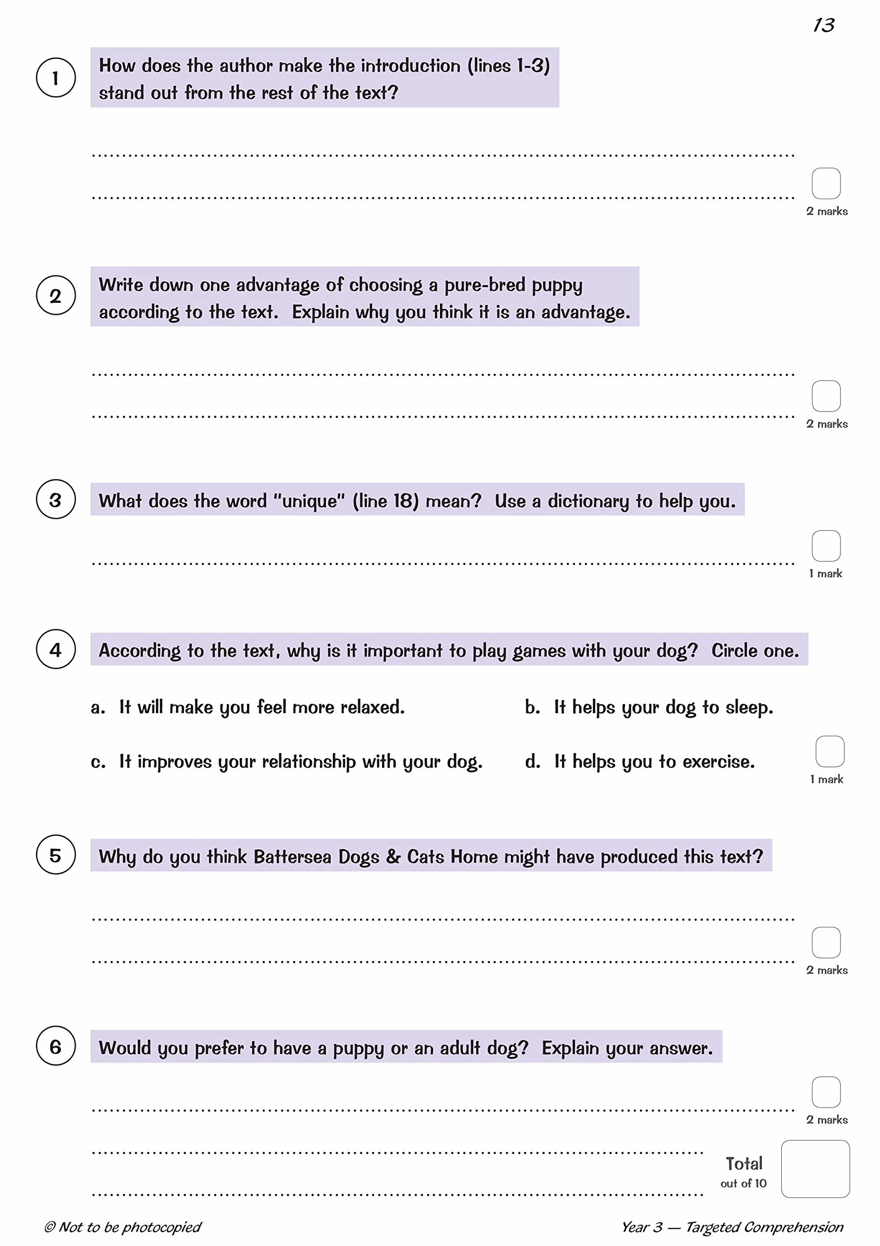 KS2 English Year 3 Reading Comprehension Targeted Question Book - Book 2 (with Answers)
