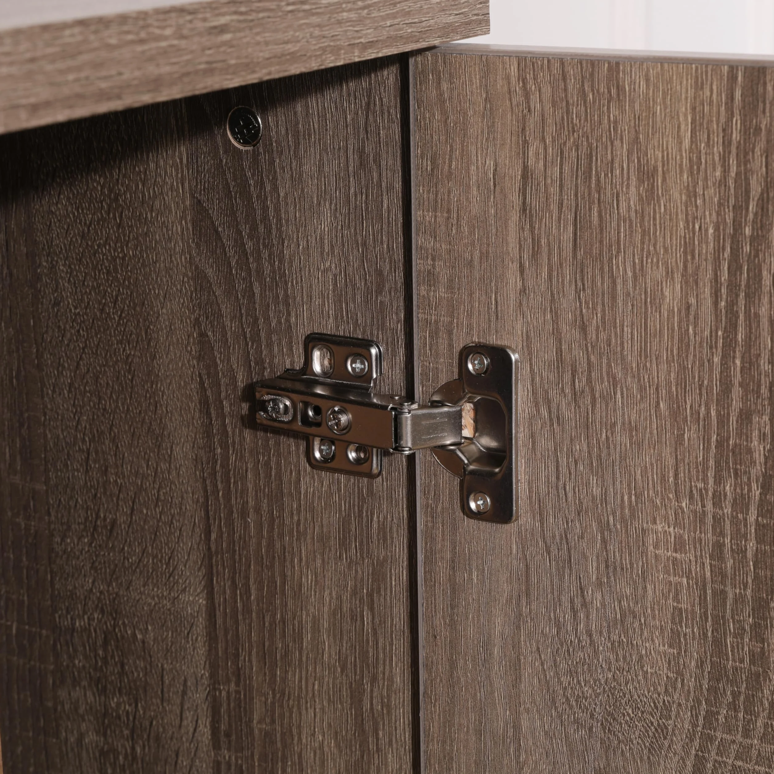 MMT Furniture Designs Ltd Dąb 2-drzwiowa zamykana szafka do przechowywania, 140 cm wysokości, organizer na narzędzia garażowe, biurowa szafka na dokumenty, z 3 półkami, ciemny dąb