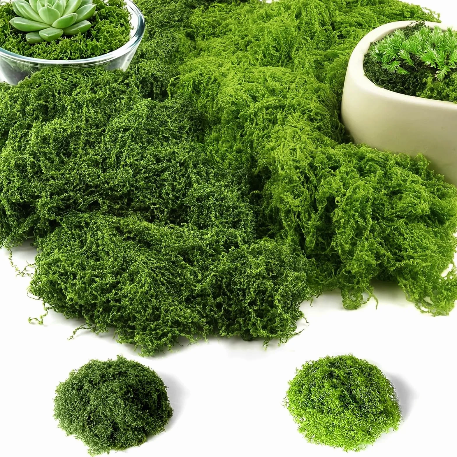 100 g sztuczne piżmo stabilizowane piżmo do dekoracji, sztuczny mucha i wielokrotnego użytku, sztuczne piżmo do terrarium, akwarium, Boże Narodzenie, Wielkanoc, ściany (50 gjasnozielona+50 g