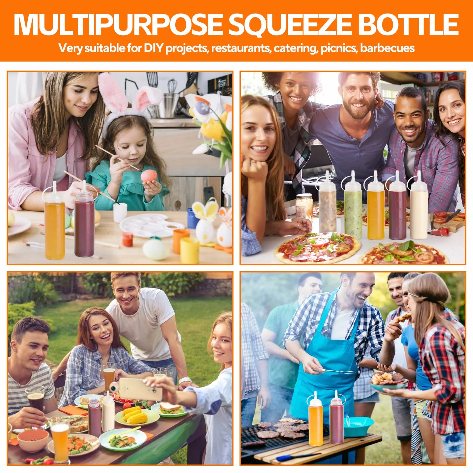 Butelki do wyciskania przypraw 237 ml 4 szt. dozownik oleju