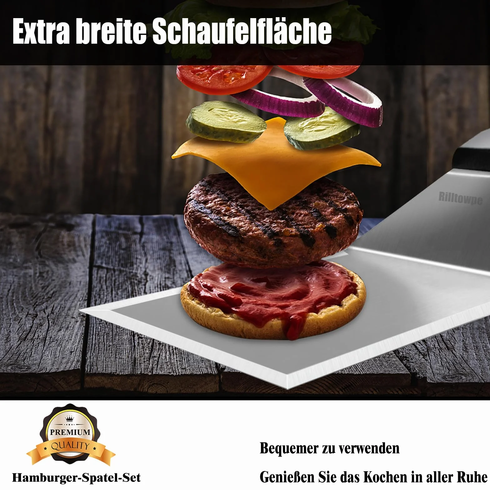 Szpatułka do grilla ze stali nierdzewnej do smash burgerów, wysokiej jakości szpatułka do grillowania, idealne akcesoria do grilla, szpatułka plancha, prezent dla mężczyzn.