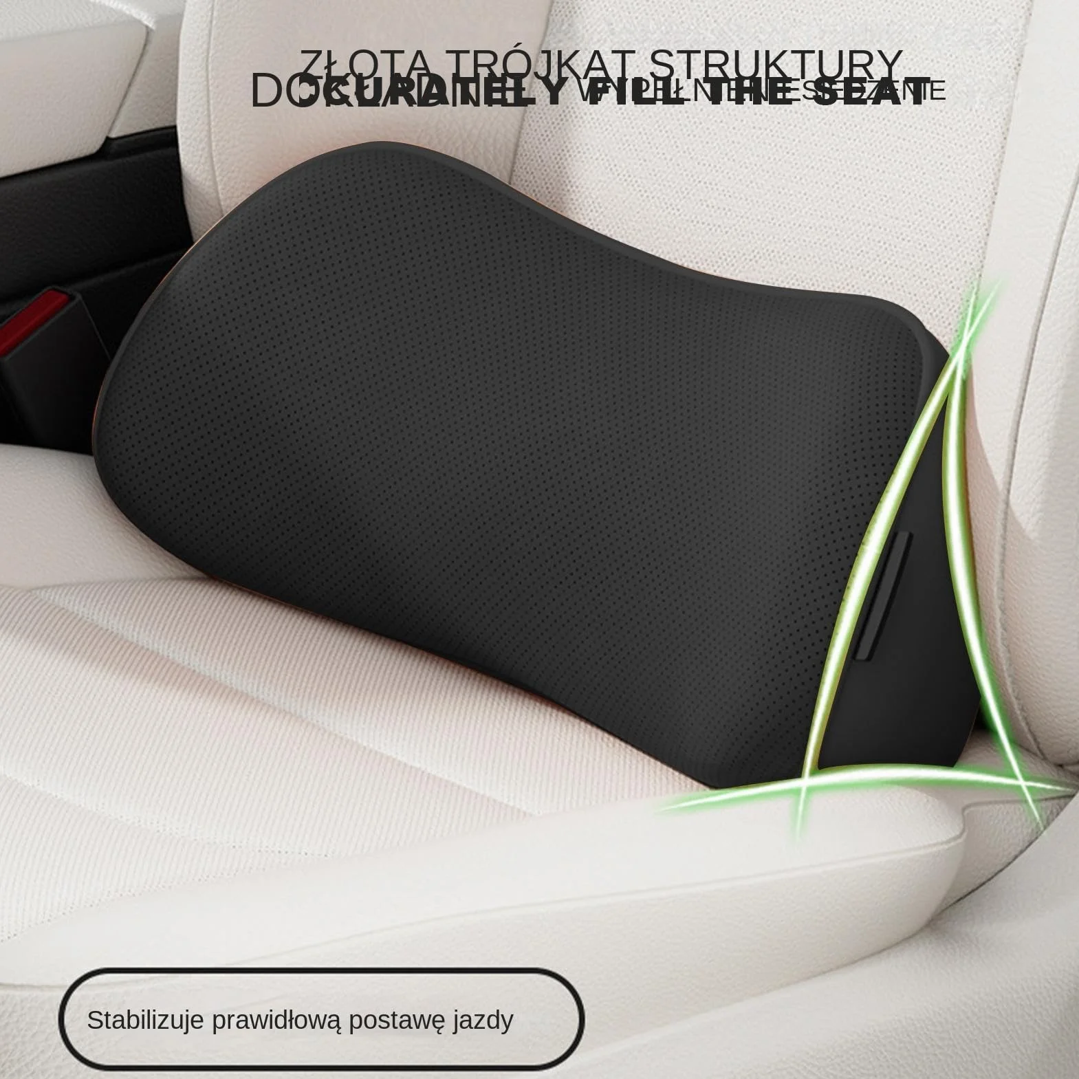 Ergonomic Lumbar Pillow - Car and Chair Back Support | Memory Foam with Adjustable Strap, Non-Slip Cushion Perfect for Driving, Office Chair, Home Seat, Lower Back Reliefs