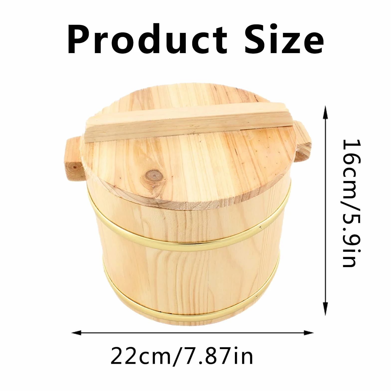 Miska Do Ryżu Sushi Jodłowa Drewniana Z Pokrywką I Uchwytem, 22cm, Kolor Węgla