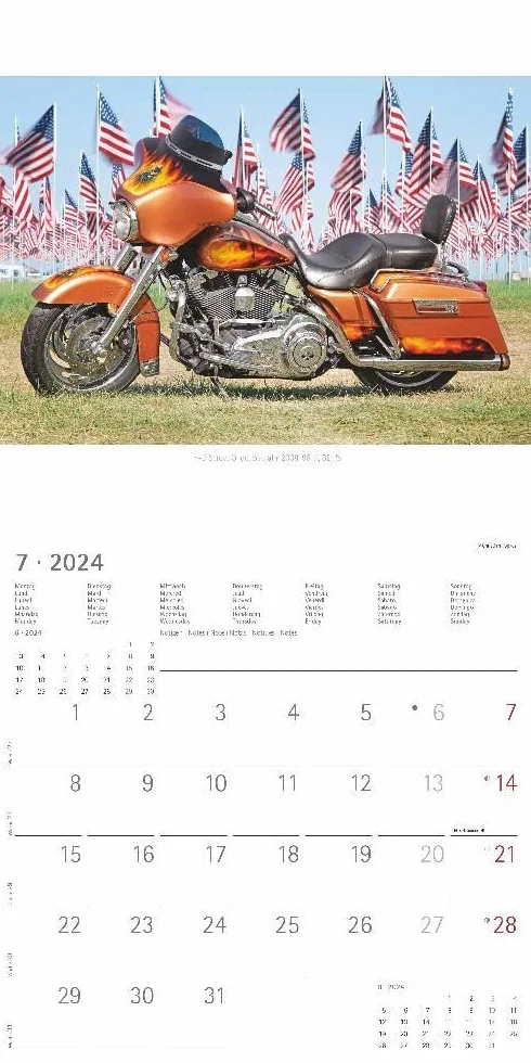 Harleys 2024 - Broschürenkalender 30x30 cm (30x60 geöffnet) - Kalender mit Platz für Notizen - Motorräder - Bildkalender - Wandplaner - Harley-Davidson