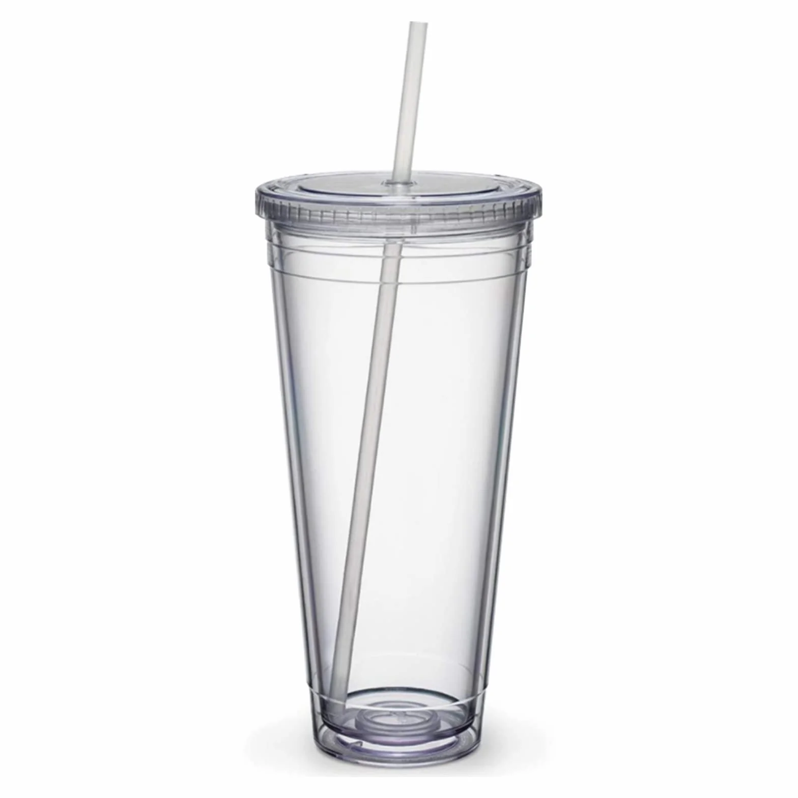 Plastikowy kubek podróżny ze słomką, dwuwarstwowy kubek z tworzywa sztucznego, szczelny kubek na sok owocowy, smoothie, kawę, kawę mrożoną (650 ml)