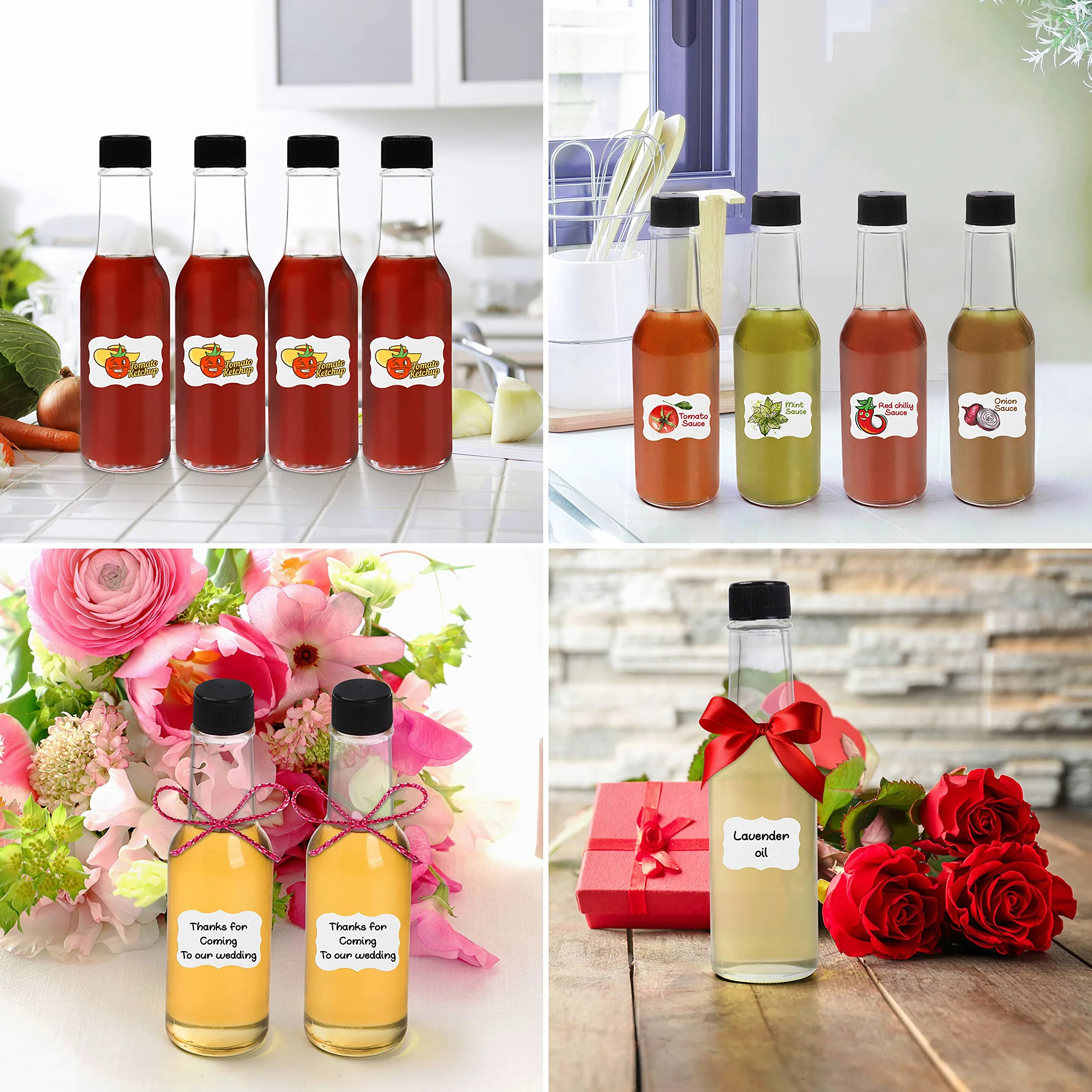 BELLE VOUS Szklane butelki do napełniania 150 ml 12 sztuk zakręcane