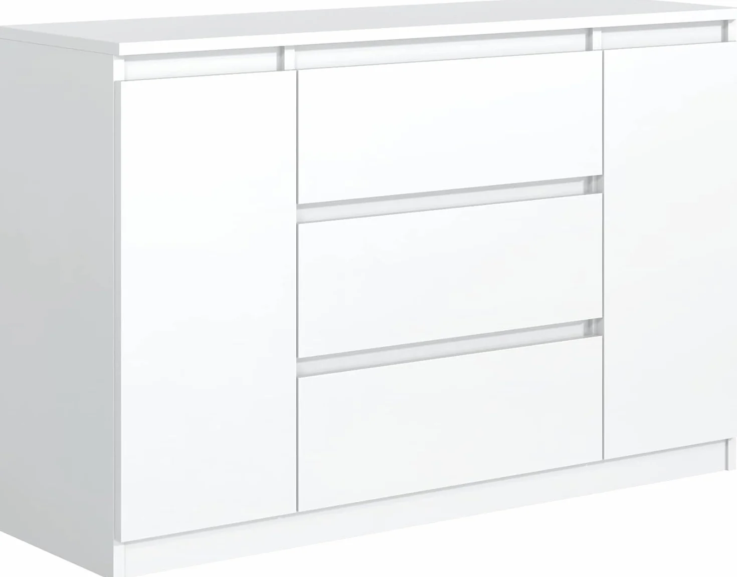 meble masztalerz Komoda 3 szuflady 2 drzwi 140 cm biały matowy - nowoczesny kredens - szafka z szufladami - szafka z szufladami