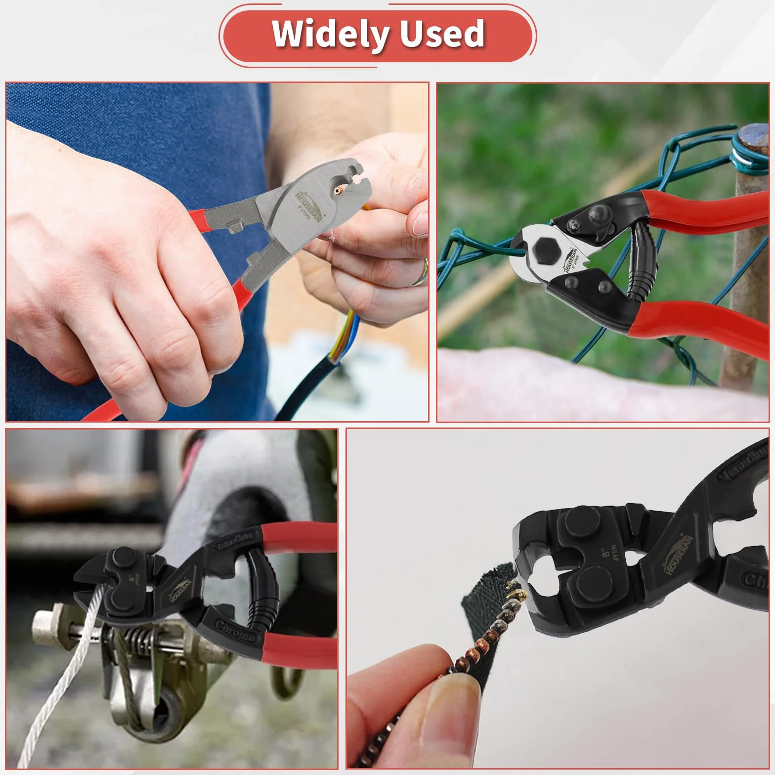 4-częściowy Zestaw Szczypiec, 8" Szczypce do Kabli, Boczne, Drutu Stalowego i Przecinak do Śrub, Stal Kromowo-Wanadowa, Ergonomiczne Uchwyty, Profesjonalne i do Majsterkowania