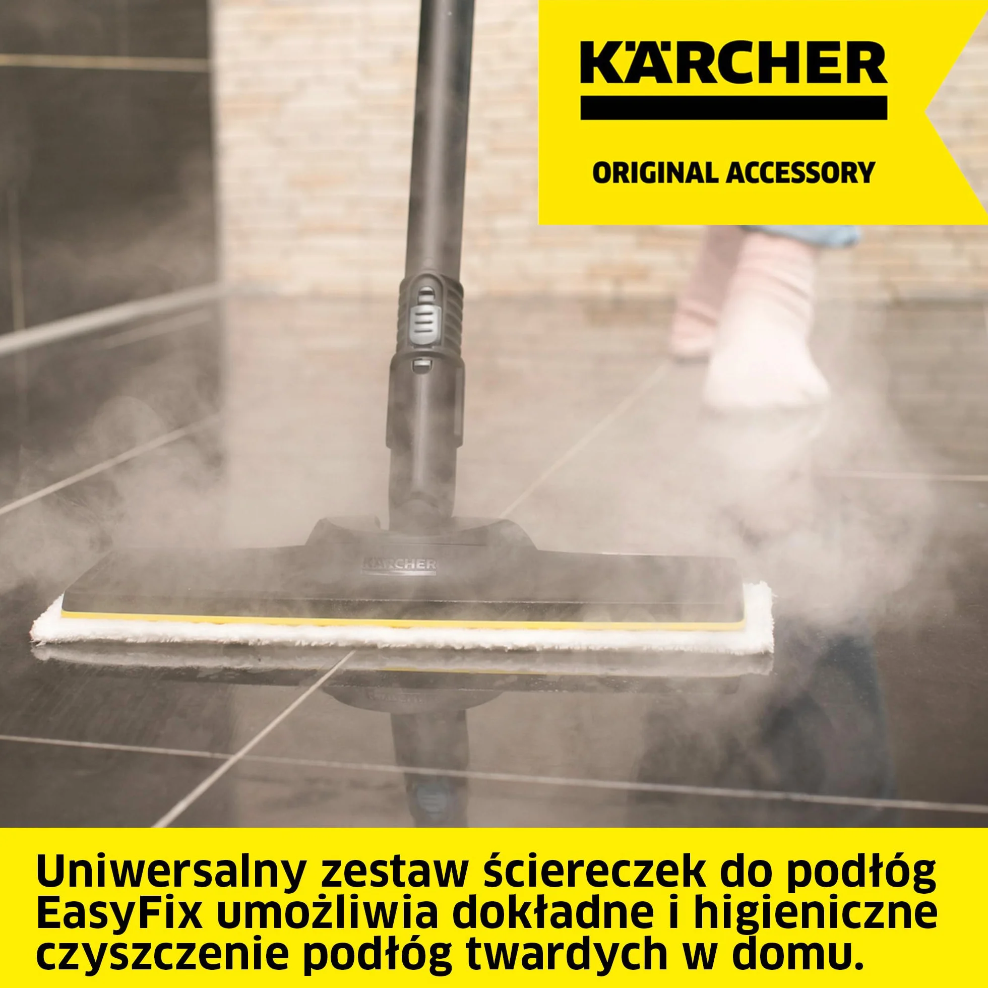 Kärcher zestaw uniwersalnych ściereczek podłogowych EasyFix, 2 chłonne ściereczki z ultracienkiego włókna, łatwe do zamocowania, oryginalne akcesoria do dyszy EasyFix parownic Kärcher
