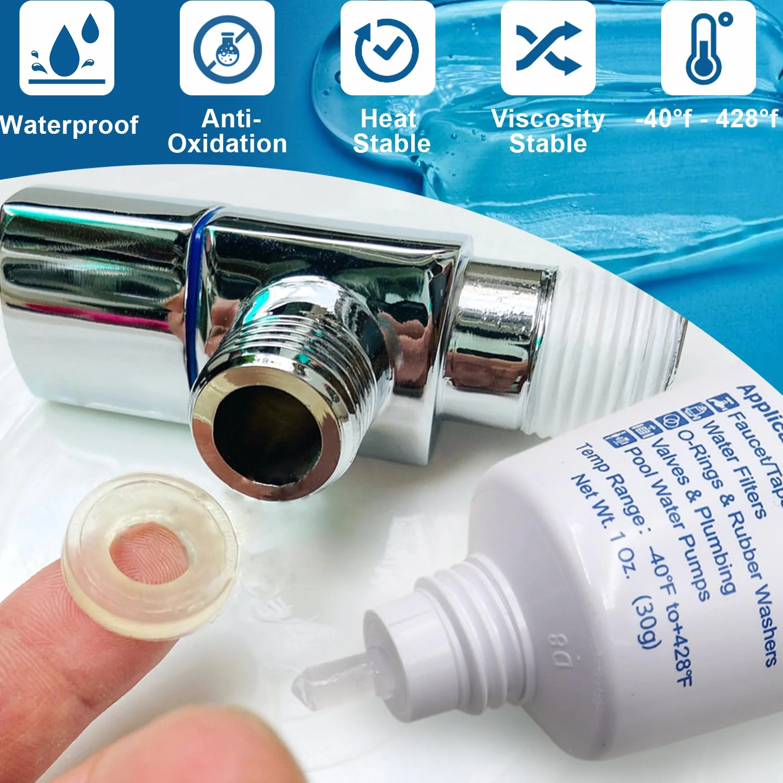 ZDBB Smar silikonowy do pierścieni uszczelniających o-ringów gumowa uszczelka plastikowa przezroczysta wodoodporna spożywcza hydraulików smar do zaworów uszczelniacz kranu o-ringi, 28 g 1 opakowanie