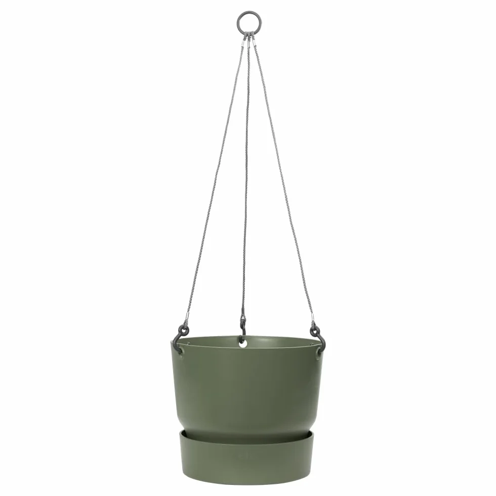 elho Greenville wisząca wisząca doniczka 24, doniczka na rośliny na balkon i na zewnątrz, 100% plastik z recyklingu, Ø 23,5 x wys. 20,5 cm, zielona/liściasta
