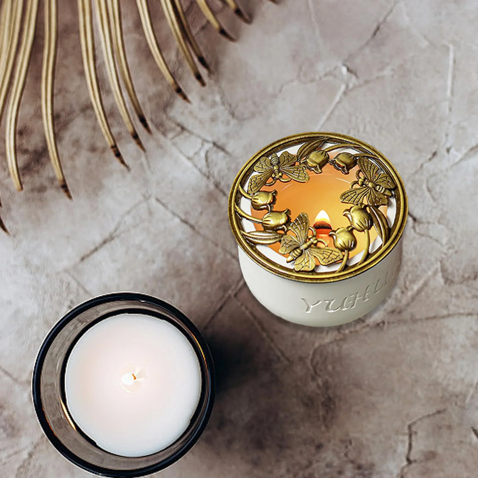 Illuma Lid automatyczny gaśnica do świec w kolorze brązu, do świec Jar Candles – które przyczyniają się do równomiernego stopienia świecy, średnica 7,8 cm