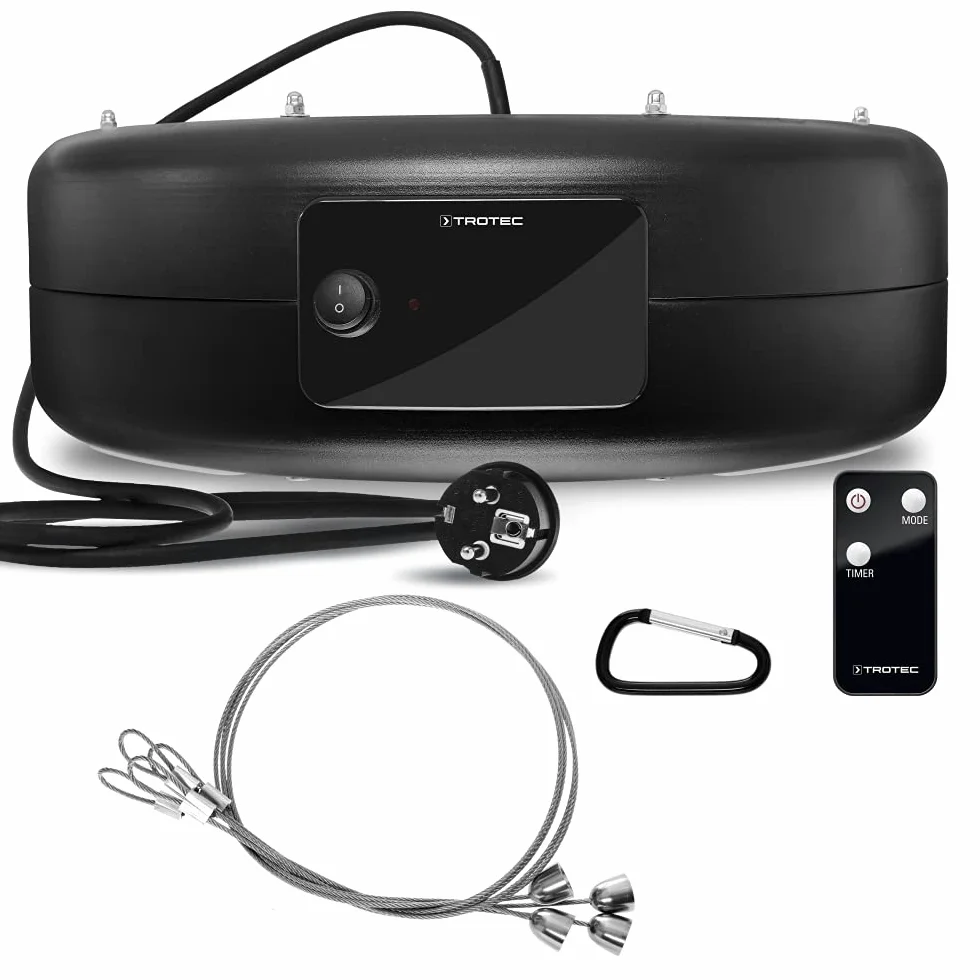 TROTEC Promiennik podczerwieni IR 1550 SC – moc grzewcza 600 W / 900 W / 1500 W – promiennik sufitowy do patio, inkl. Fernbedienung, oświetlenie LED