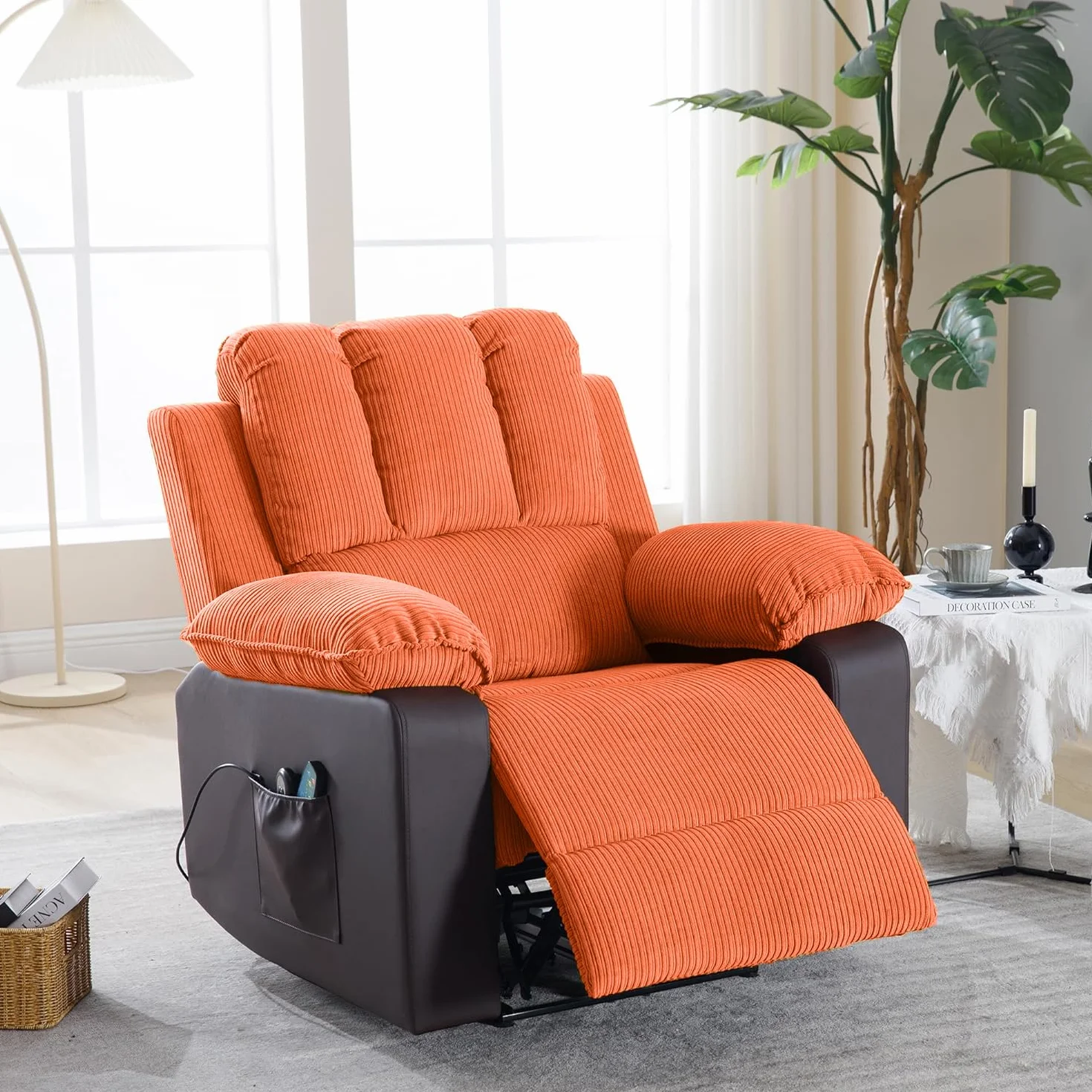 Fotel relaksacyjny do masażu, regulowany fotel relaksacyjny z podnóżkiem i pilotem zdalnego sterowania, ergonomiczny fotel do salonu, biura