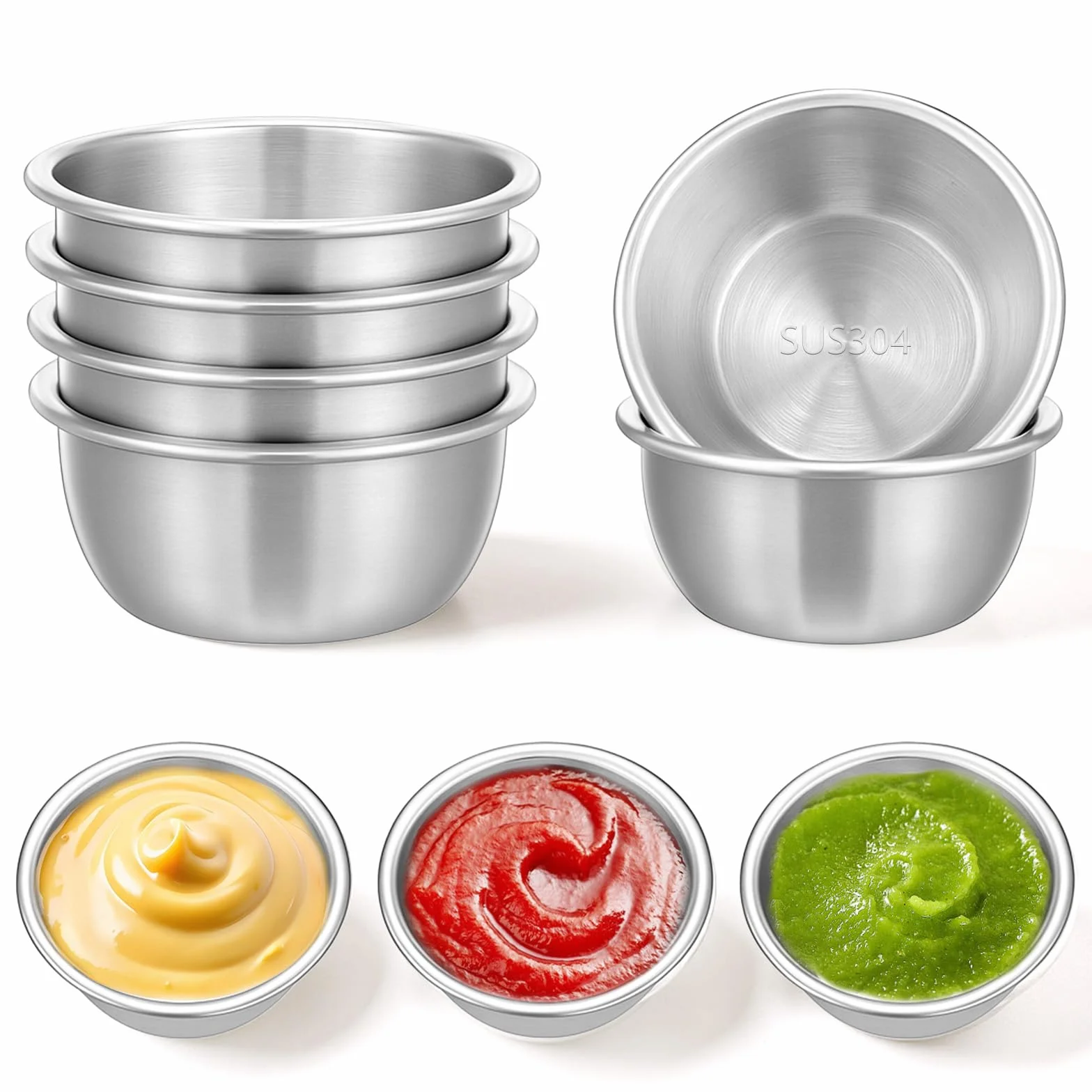 Stal nierdzewna Ramekin kubek do sosu 56 ml mini metalowy pojemnik na przyprawy wielokrotnego użytku