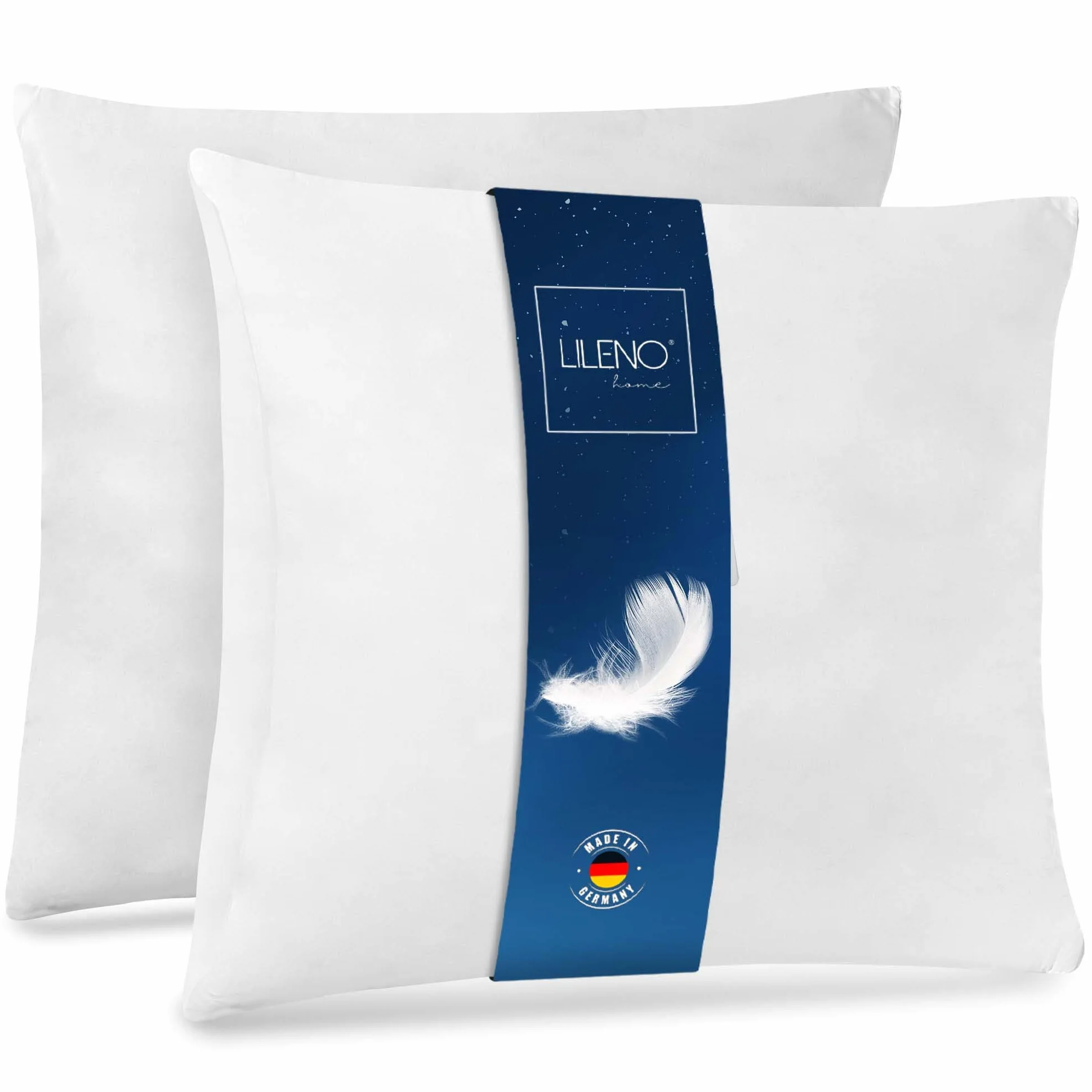 LILENO HOME Poduszka z pierza 80 x 80 cm [zestaw 2 szt.] – poduszka 80 x 80 cm z piór jako poduszka pod głowę, poduszka do spania i poduszka na łóżko, idealna dla alergików i dzieci – poduszka z