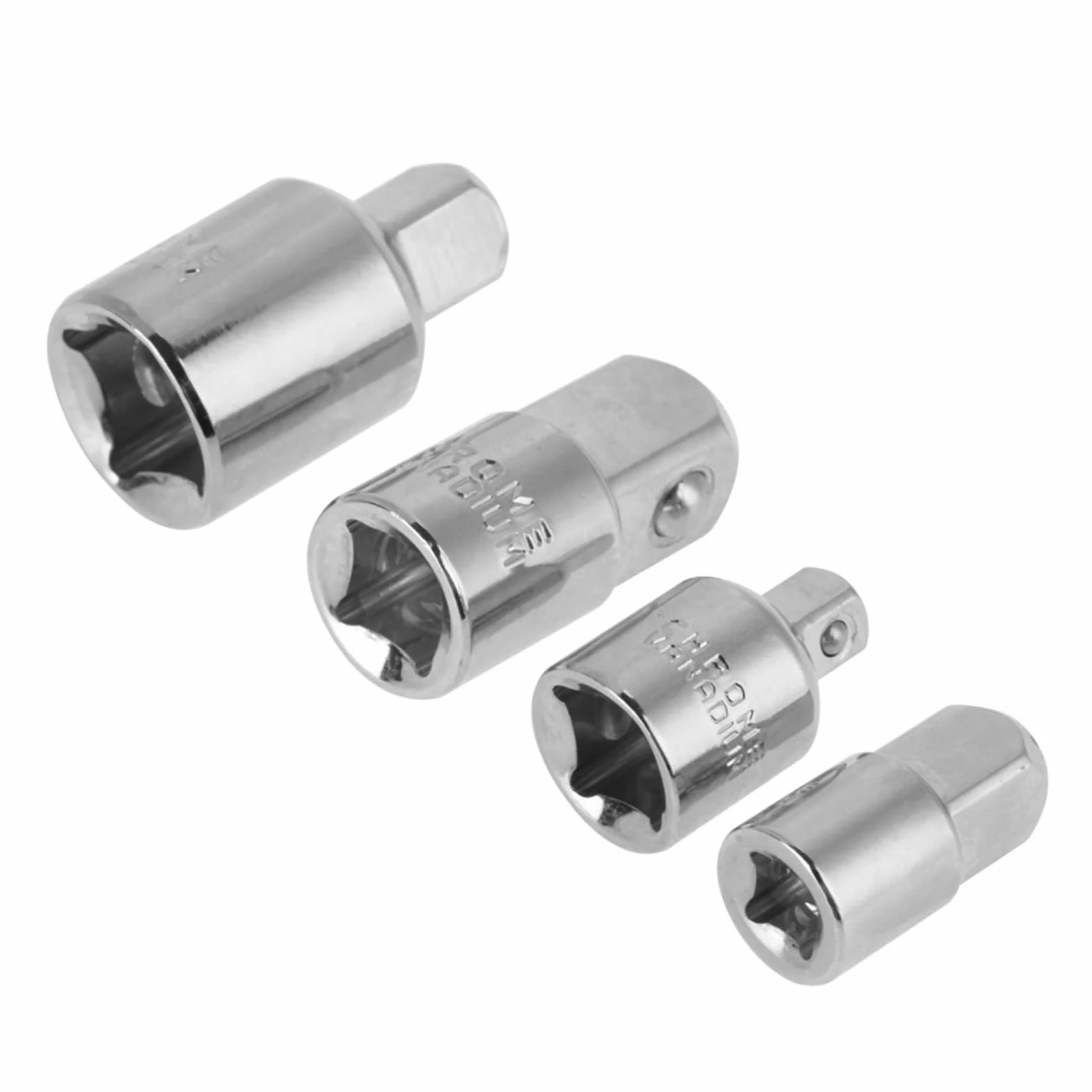 Generic Adapter Gniazda ze Stali Chromowo-wanadowej Zestaw do Klucza Nasadowego 4 szt. dla Entuzjastów Majsterkowania Reduktory 1/2", 3/8", 1/4" (SILVER)