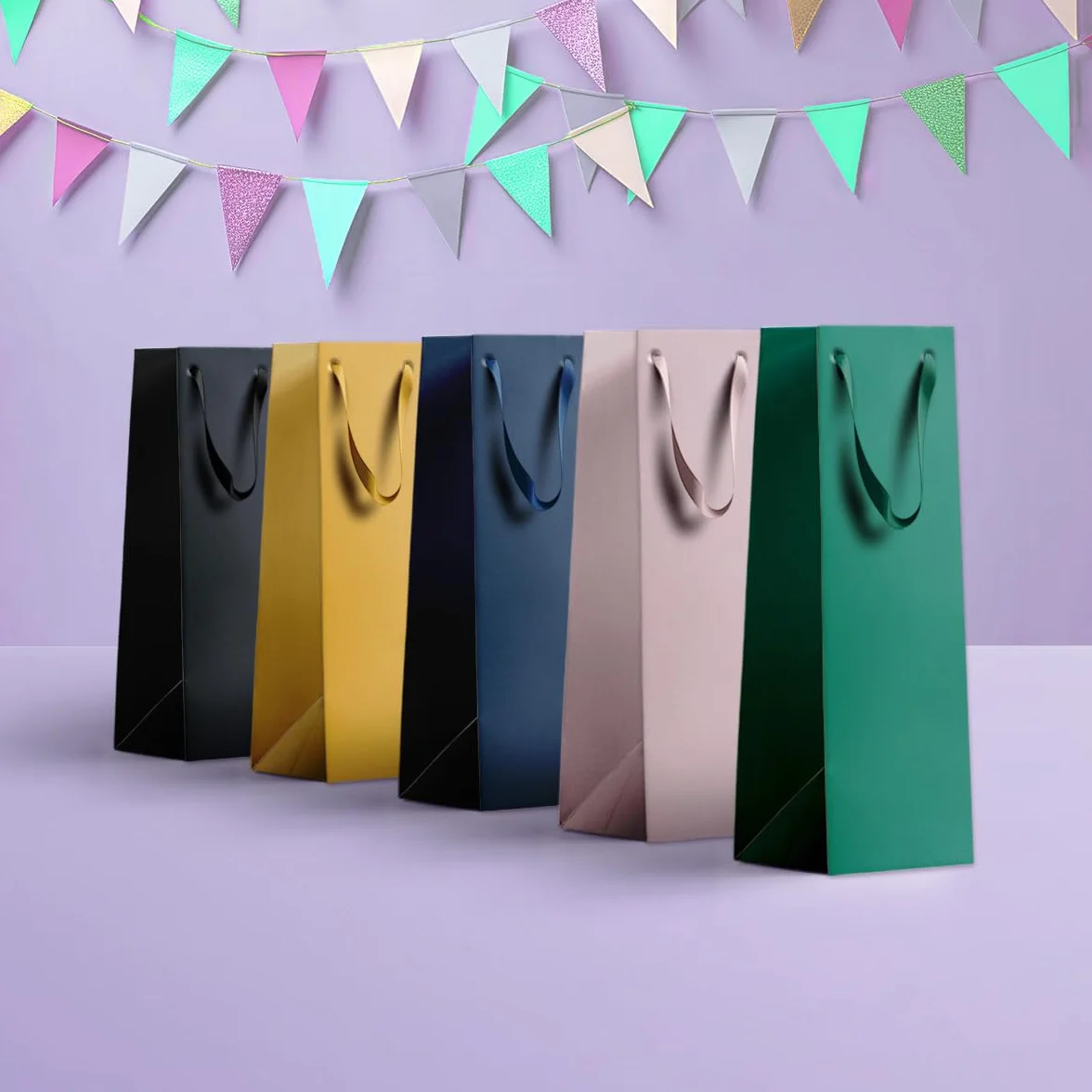 Torebki na prezenty 37x12x10 cm 10 sztuk mieszanka 5 kolorów eleganckie torby na wino