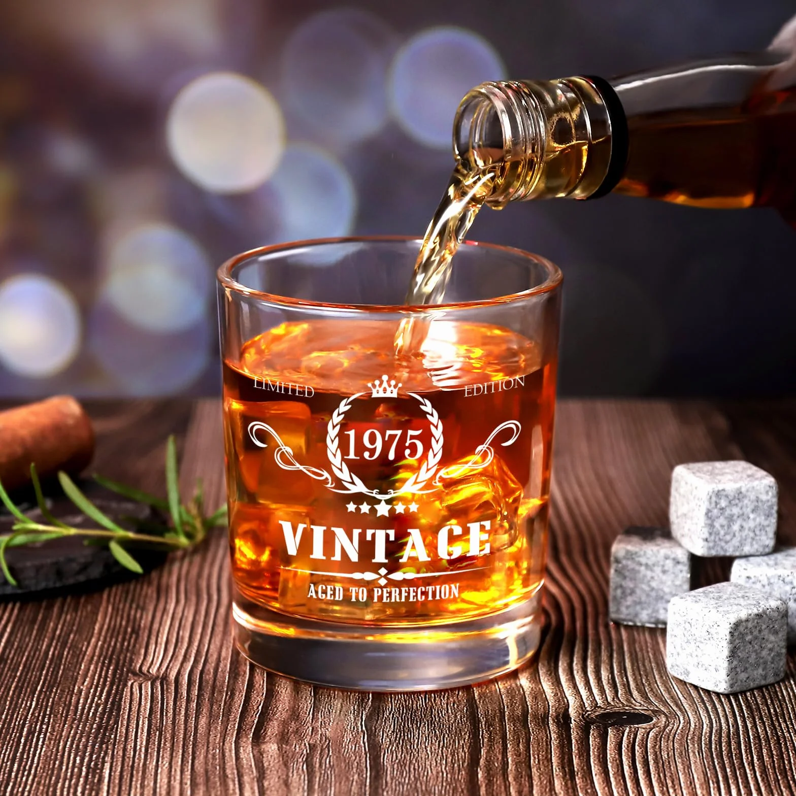 Zestaw szklanek do whisky vintage 1975 na 50. urodziny dla mężczyzn